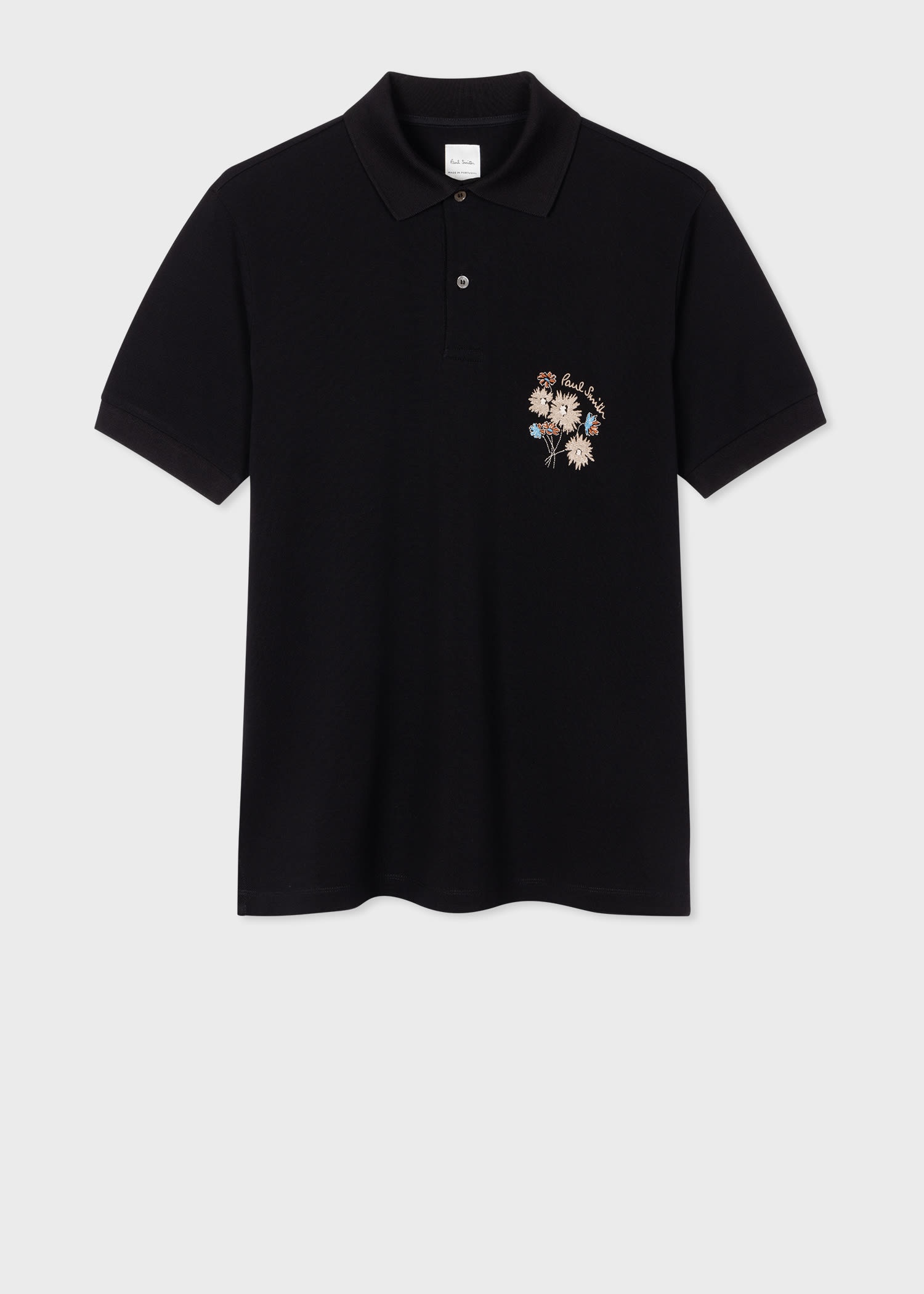 Embroidered Flower Polo Shirt - 1