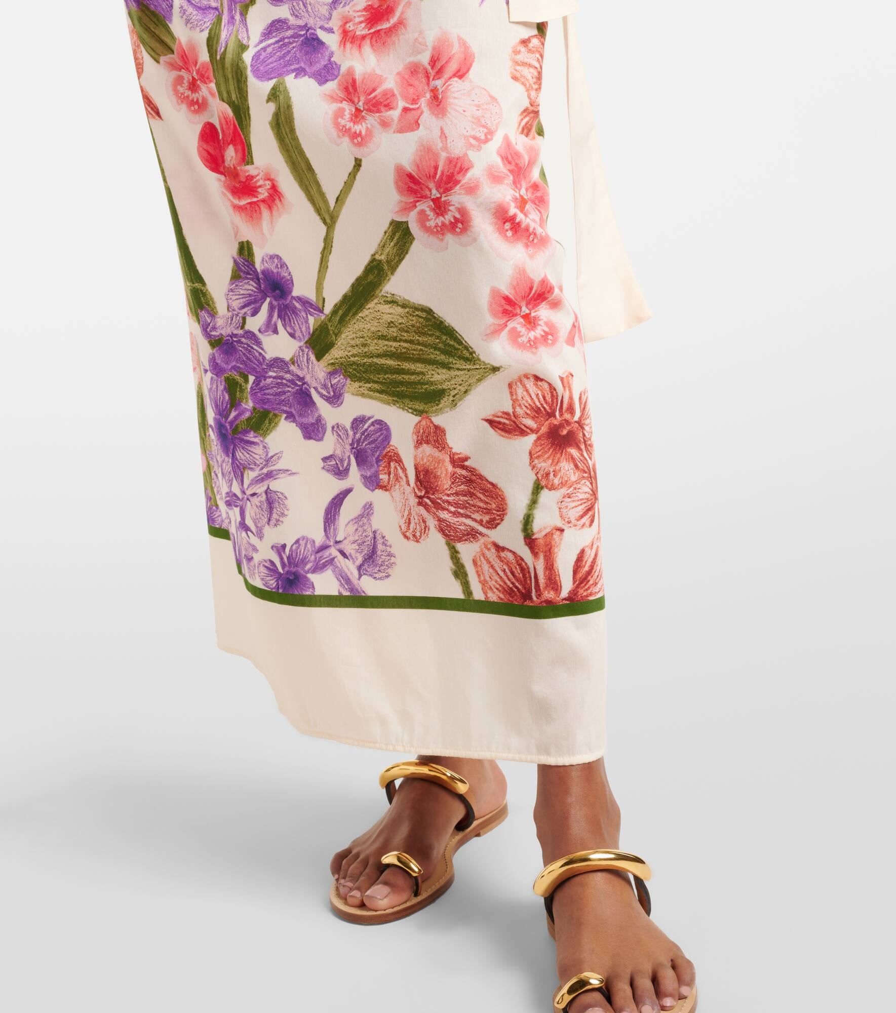Floral cotton and silk beach cover-up - 5