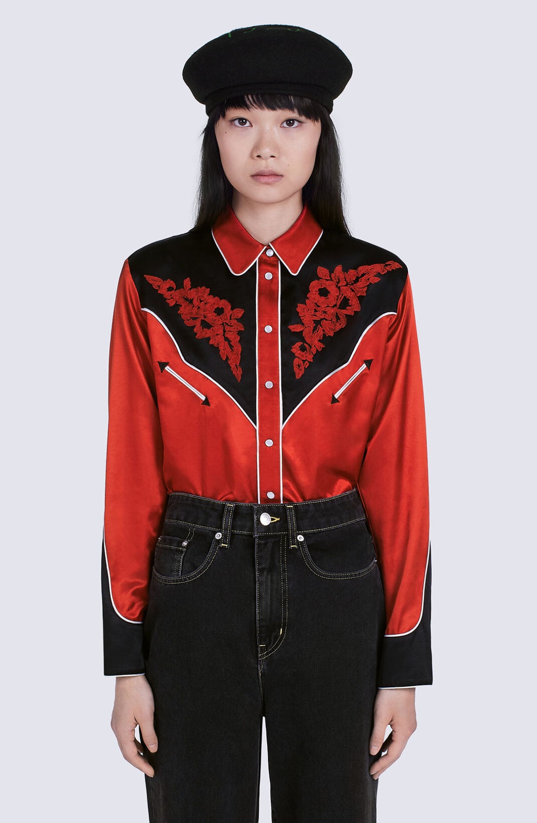 'Western Flower' satin shirt - 5