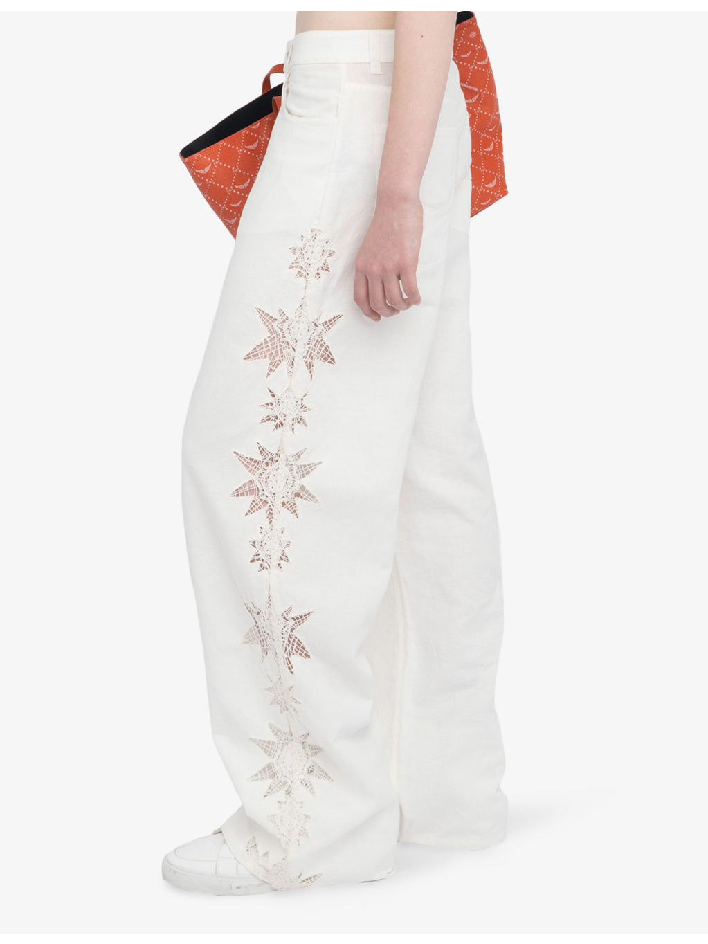 Elfy Embroidered-Lace Wide-Leg High-Rise Linen and Cotton-Blend Trousers - 3