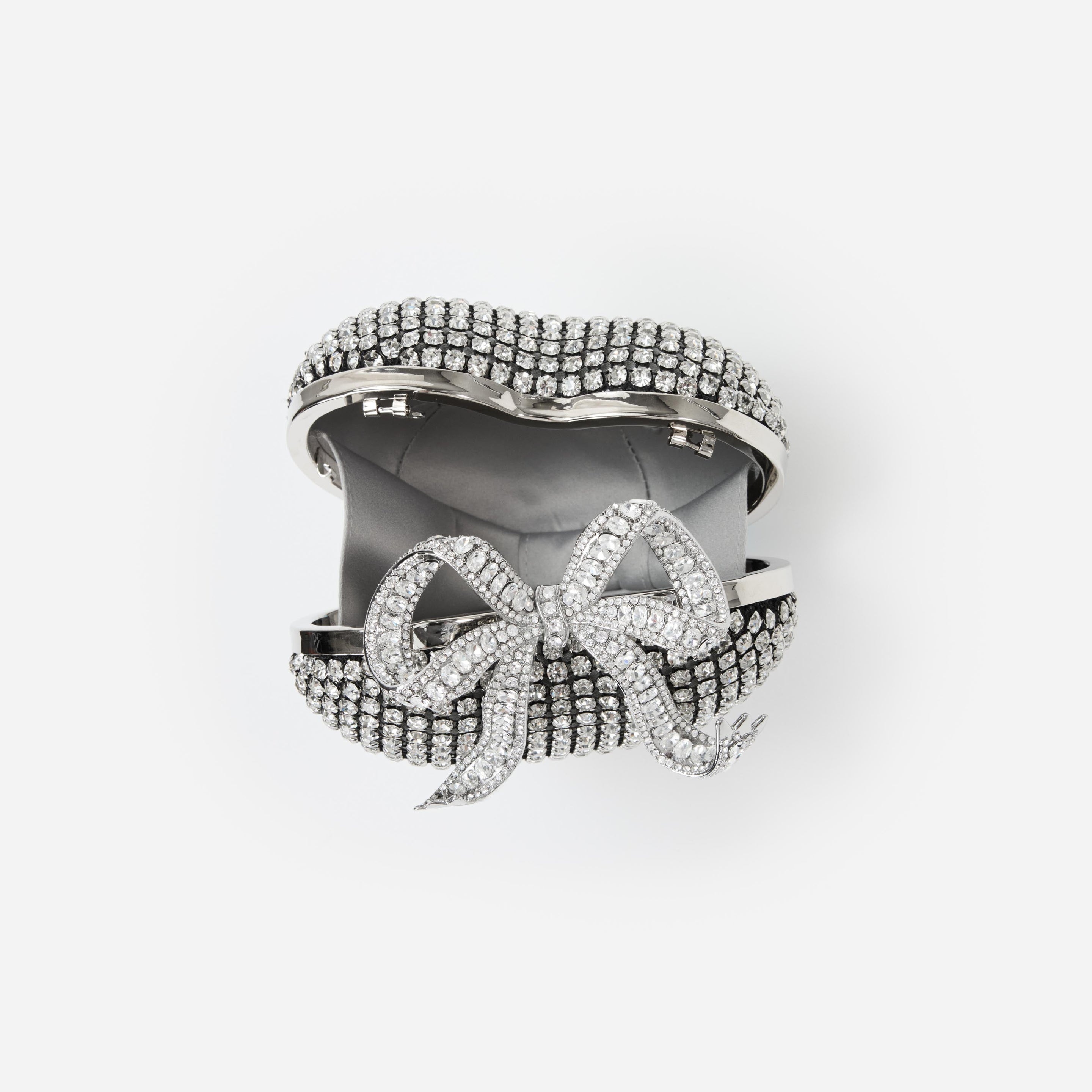 Silver Crystal Heart Clutch - 5