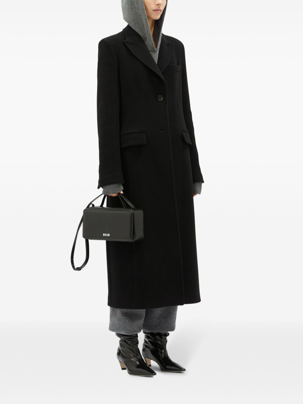 notched-lapel button-fastening coat - 2