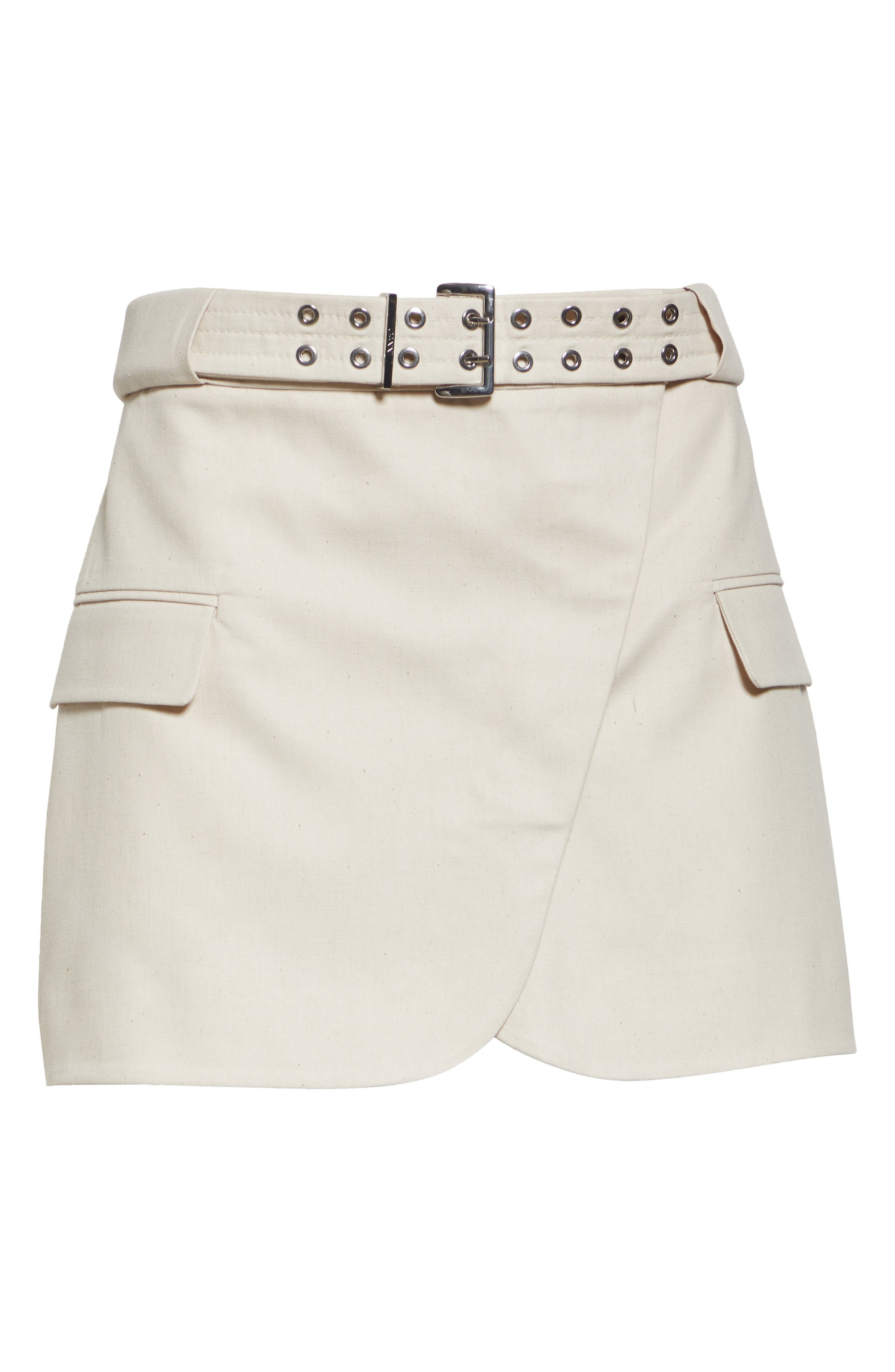 Ganni Mélange Cotton & Linen Belted Wrap Miniskirt in Angora at Nordstrom - 6