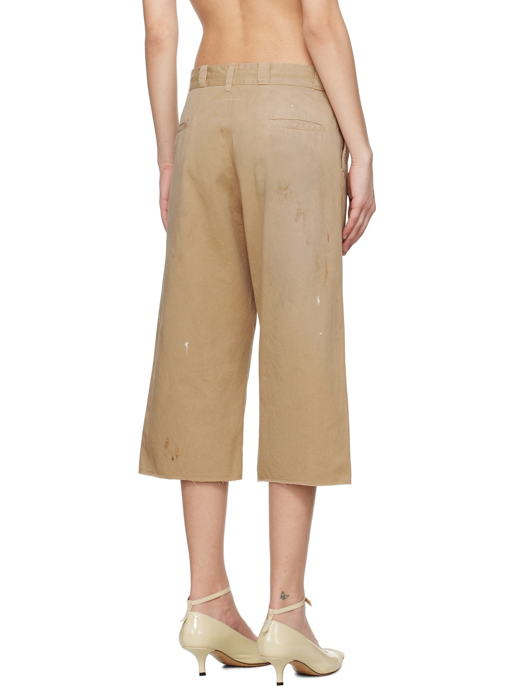 Beige Cotton Gabardine Shorts - 3