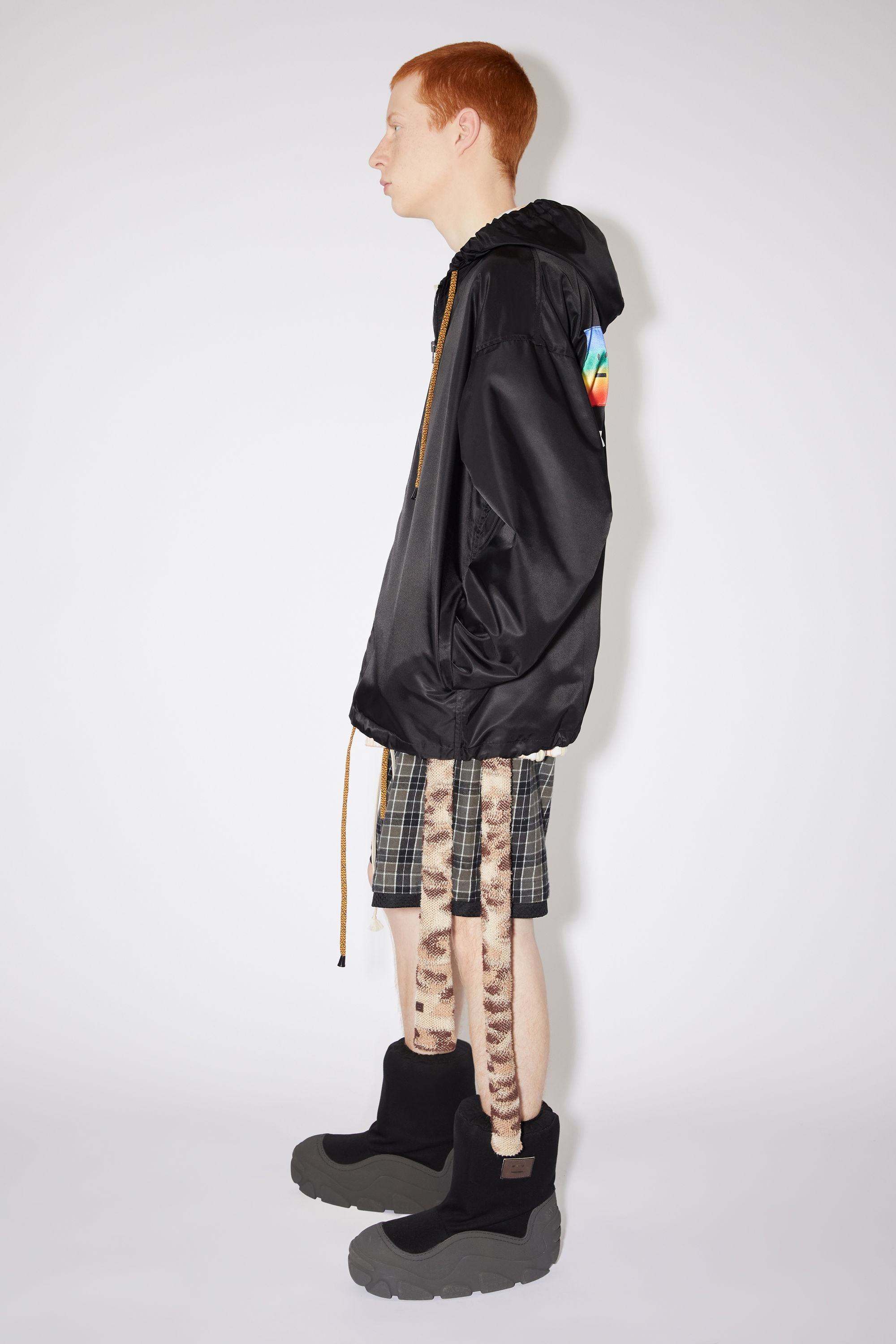 Rainbow hooded nylon jacket - Black - 4