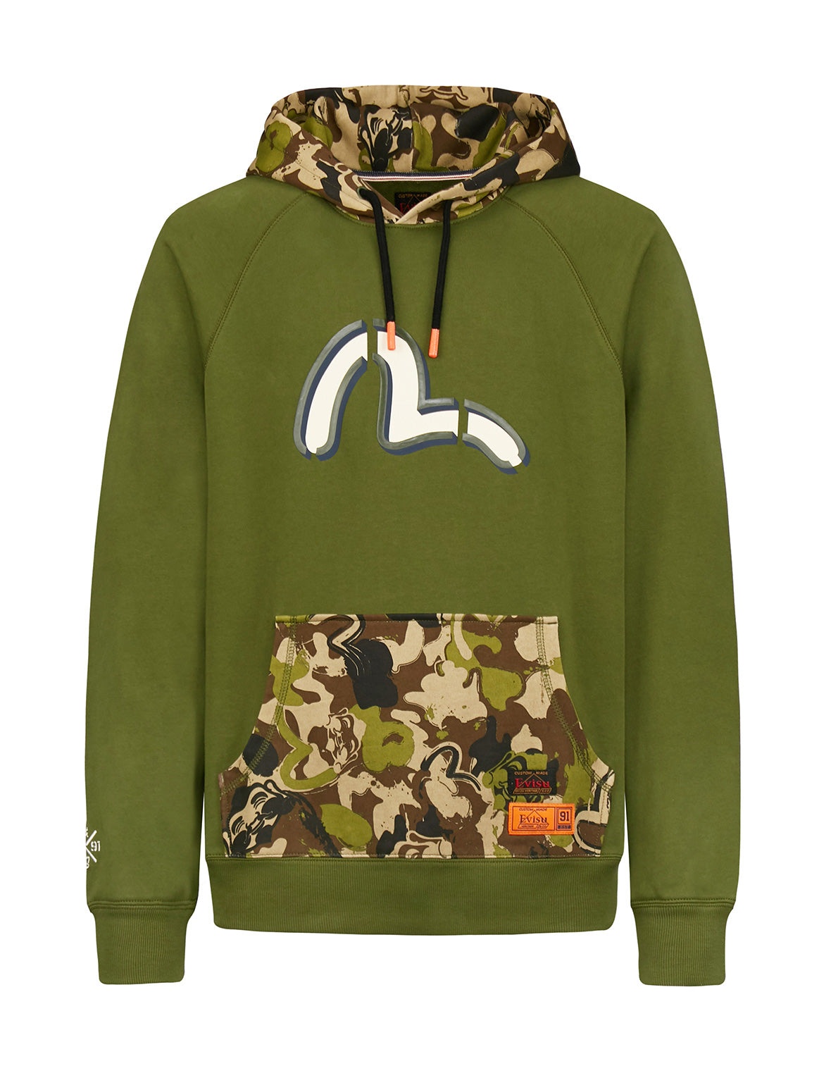 Color-blocking Seagull Print Hoodie - 7