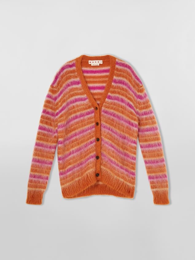 MULTICOLOURED STRIPED MOHAIR CARDIGAN - 1
