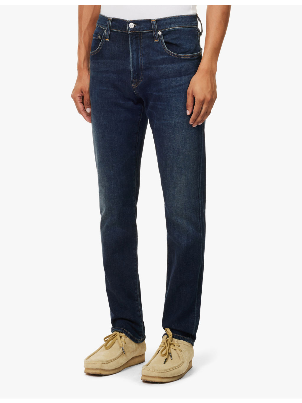 London slim-fit tapered-leg mid-rise  stretch-denim and cashmere jeans - 3