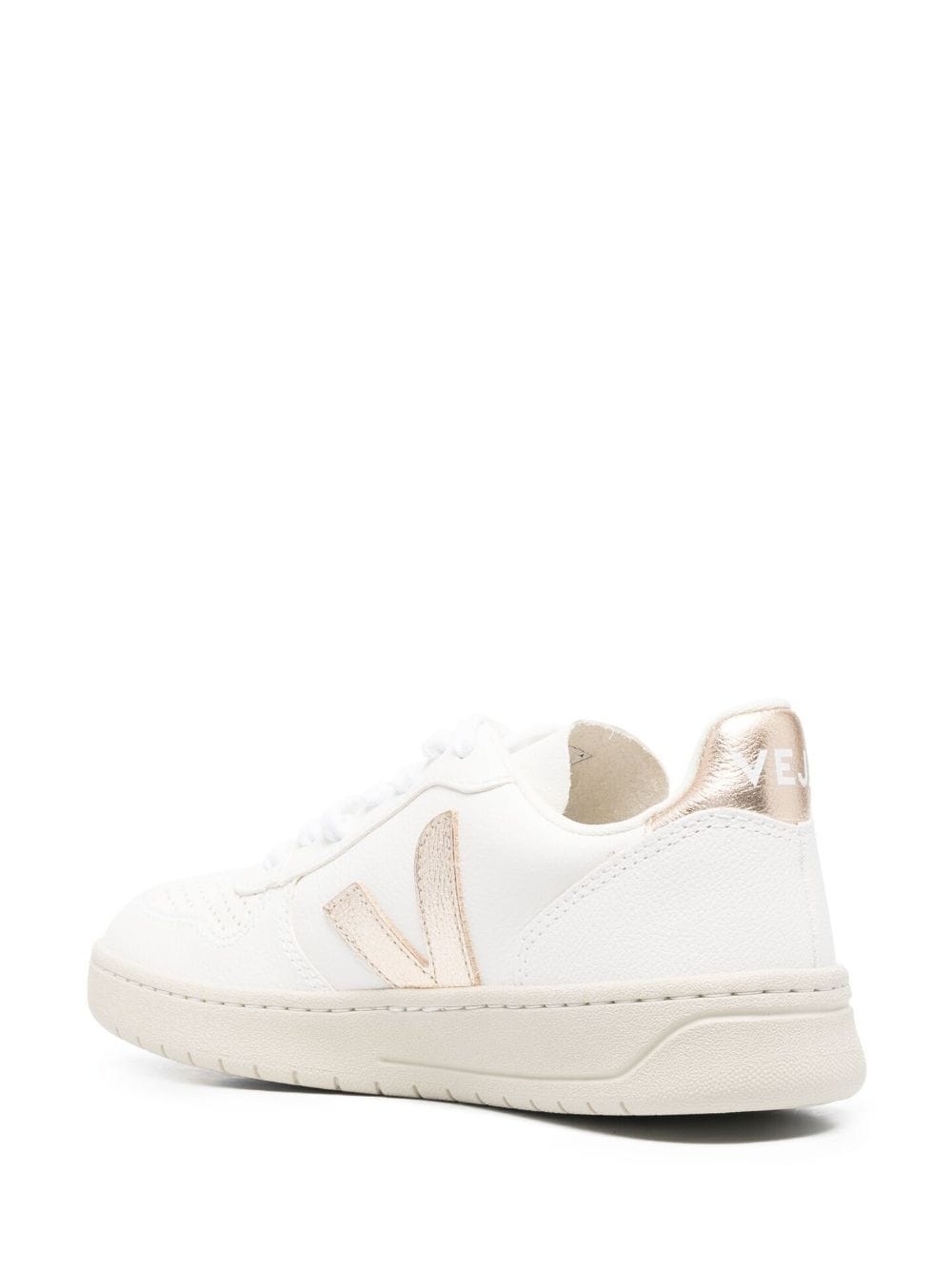 low-top metallic leather sneakers - 3