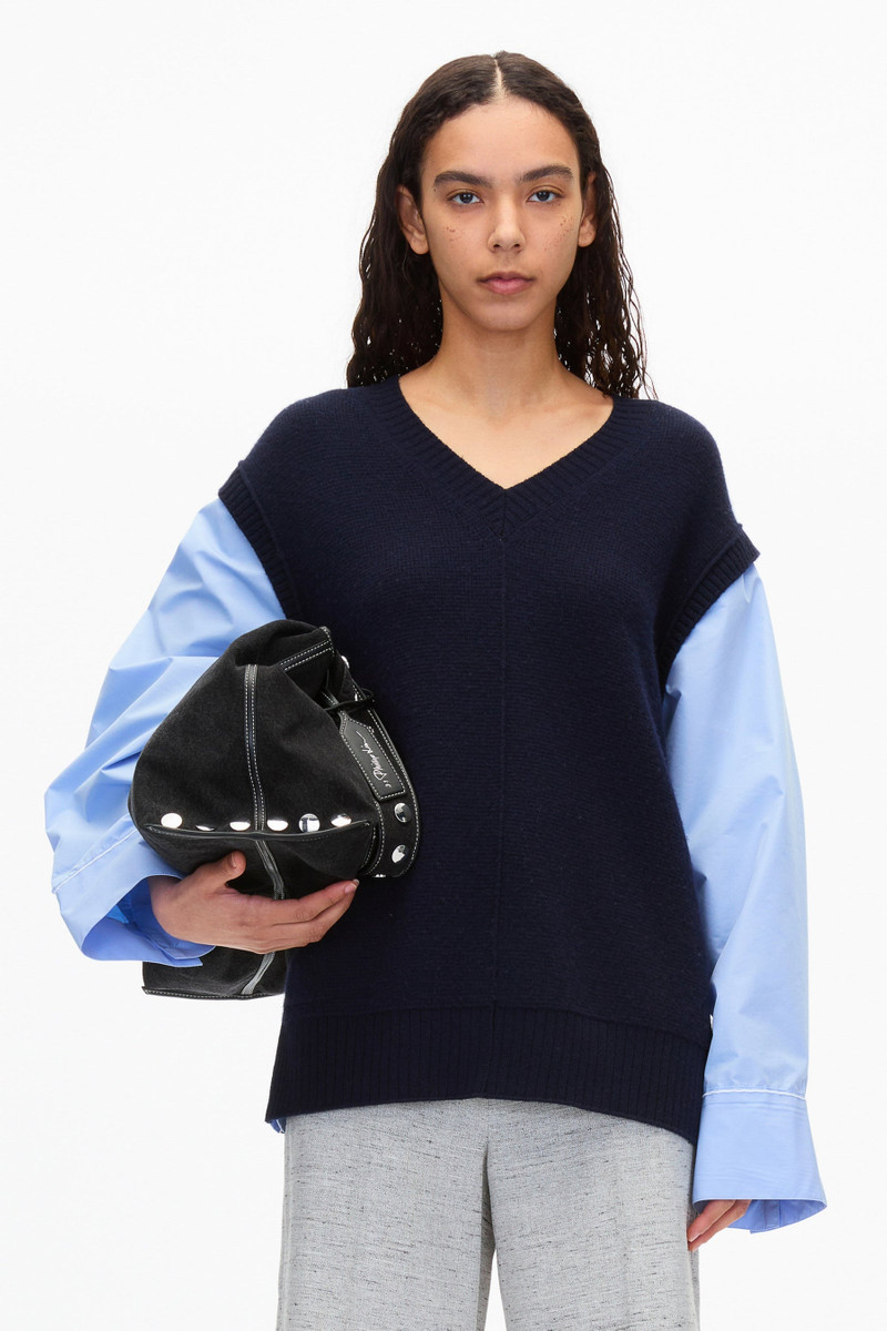3.1 Phillip Lim Oversized Knit Vest with Poplin Sleeves outlook
