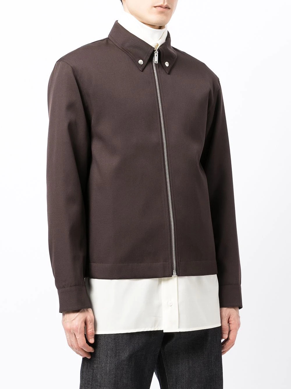 button-down collar zip-up windbreaker jacket - 3