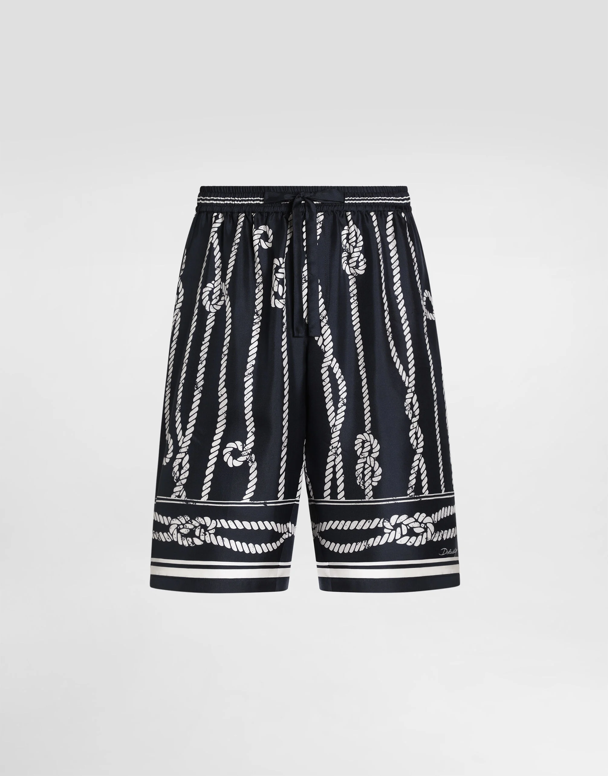 Marina-print silk twill vanity bermuda shorts - 1