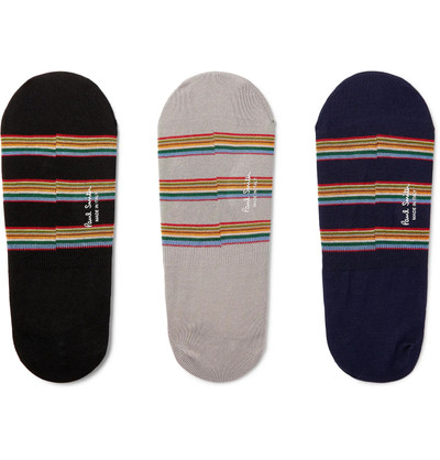 Paul Smith Three-Pack Striped Cotton-Blend No-Show Socks outlook