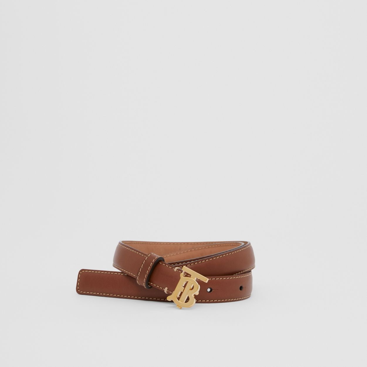 Monogram Motif Topstitched Leather Belt - 1