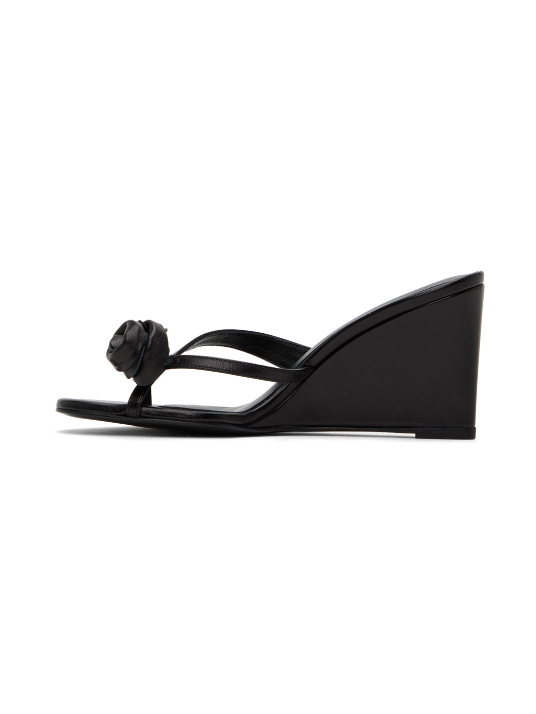 Black Wedge Heeled Sandals - 3