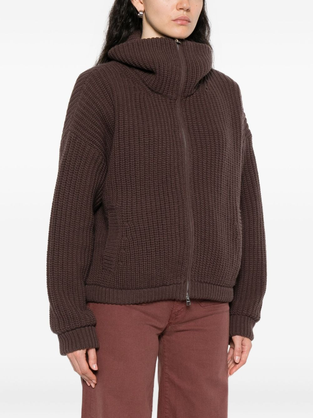 ribbed zip-up cardigan - 3