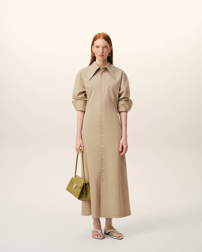 AMI Paris BEIGE COTTON FITTED SHIRT DRESS outlook
