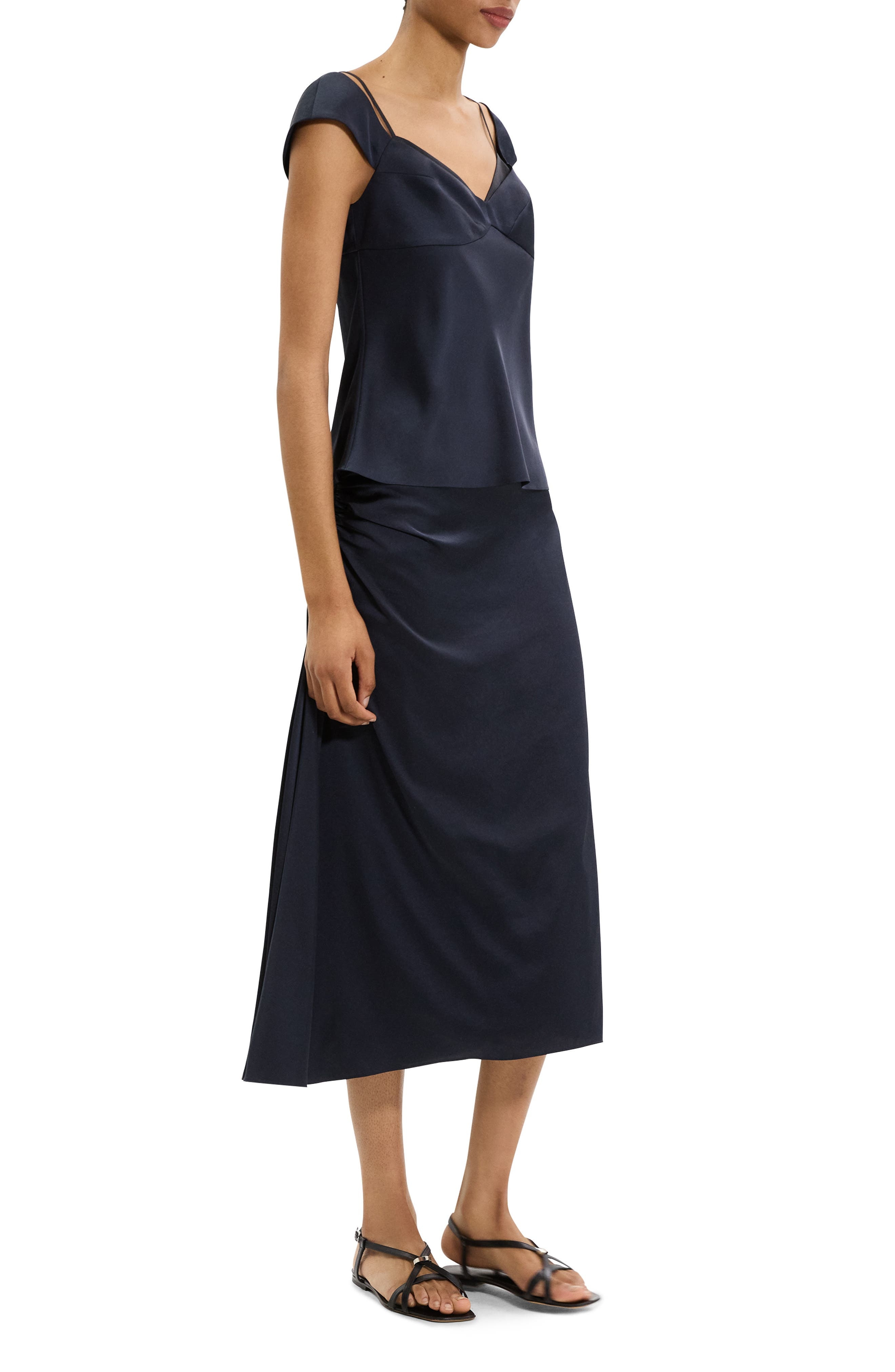 Theory Peek Camisole Layered Look Sleeveless Top in Navy/Black at Nordstrom - 8