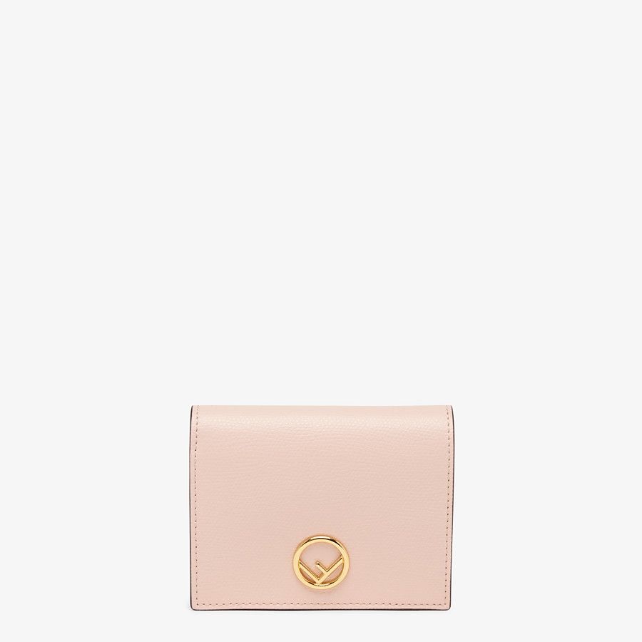 Pink leather compact wallet - 1