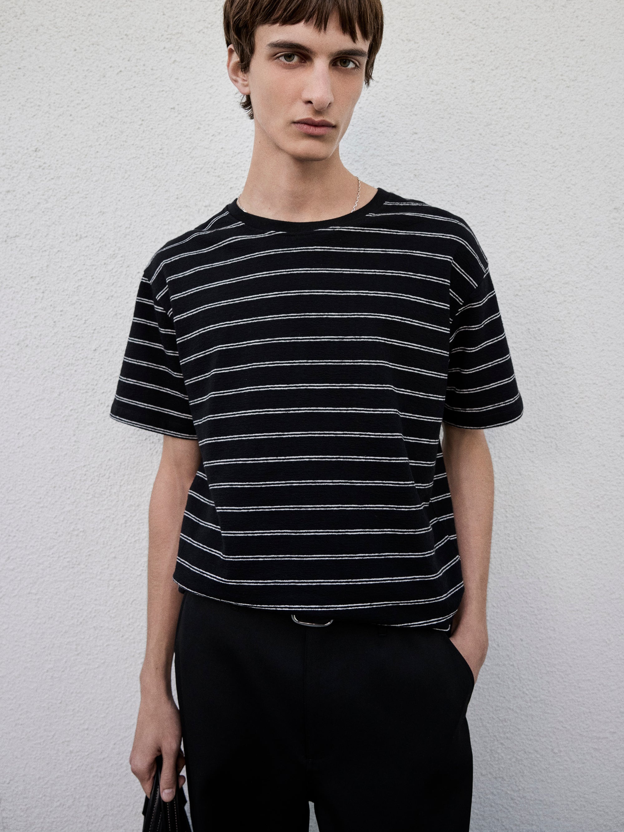 Striped Tee in Black/Natural - 2