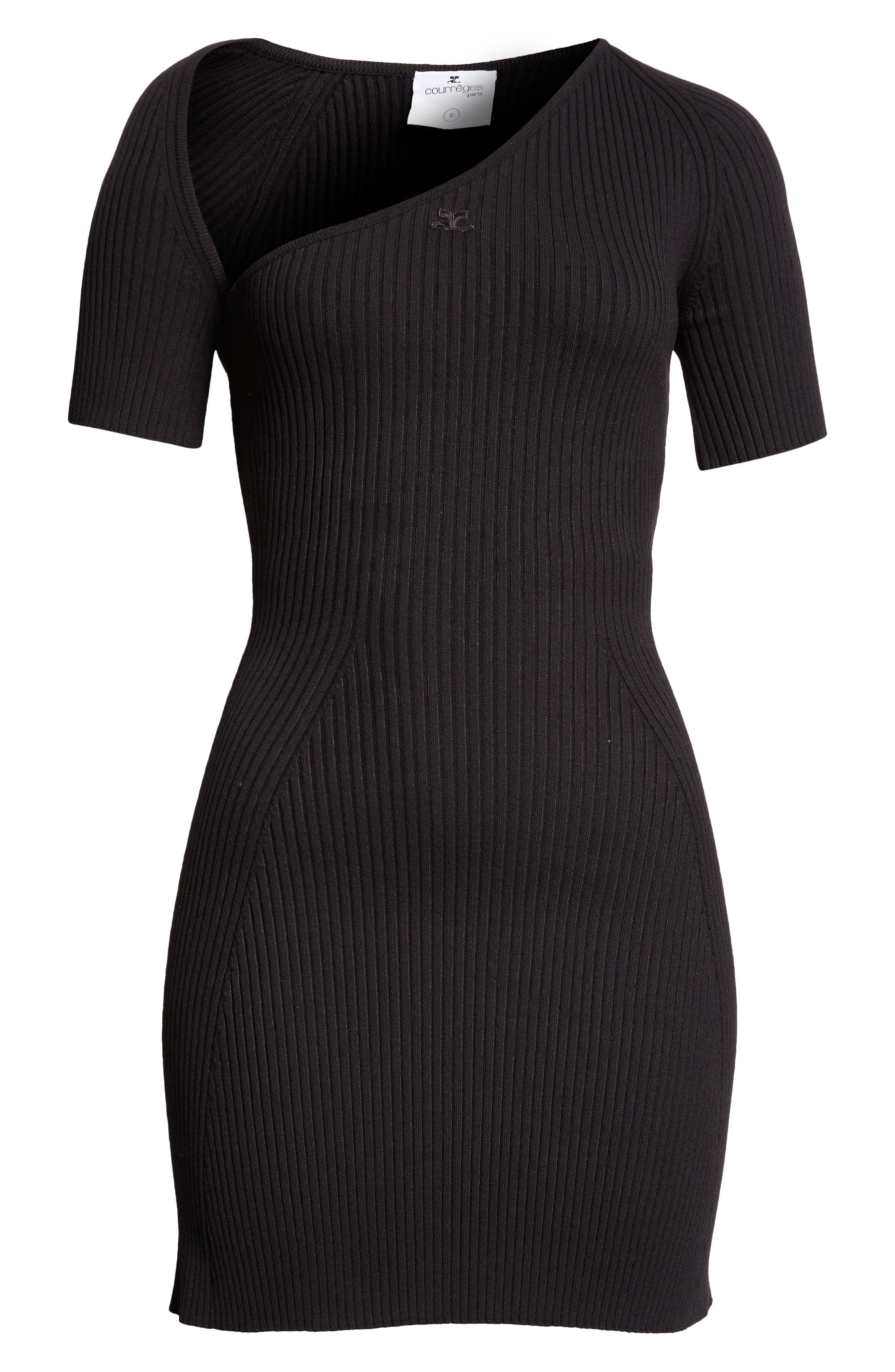 Courrèges Slash Rib Sweater Dress in Black at Nordstrom - 5