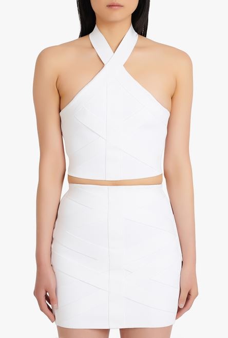 White knit sports bandage crop top - 5