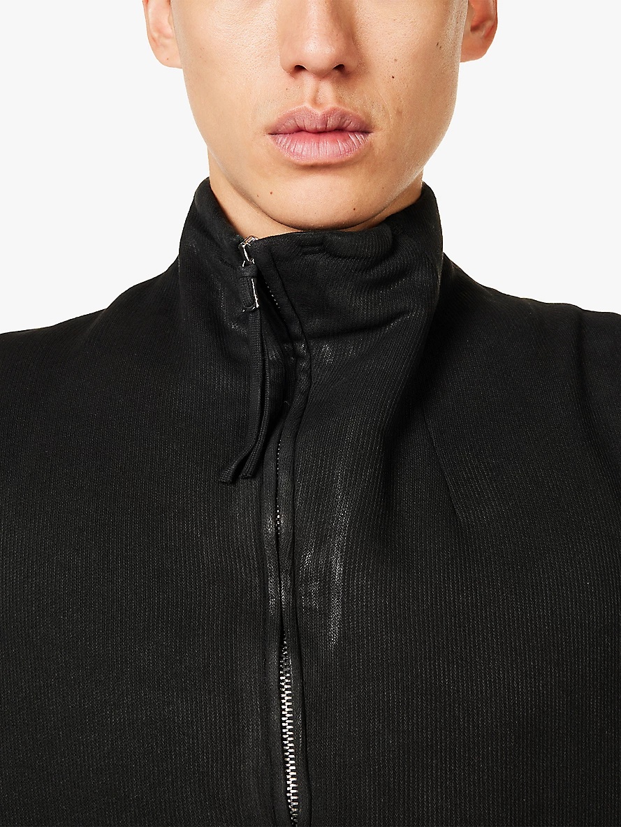 Faded-wash funnel-neck organic-cotton jacket - 5
