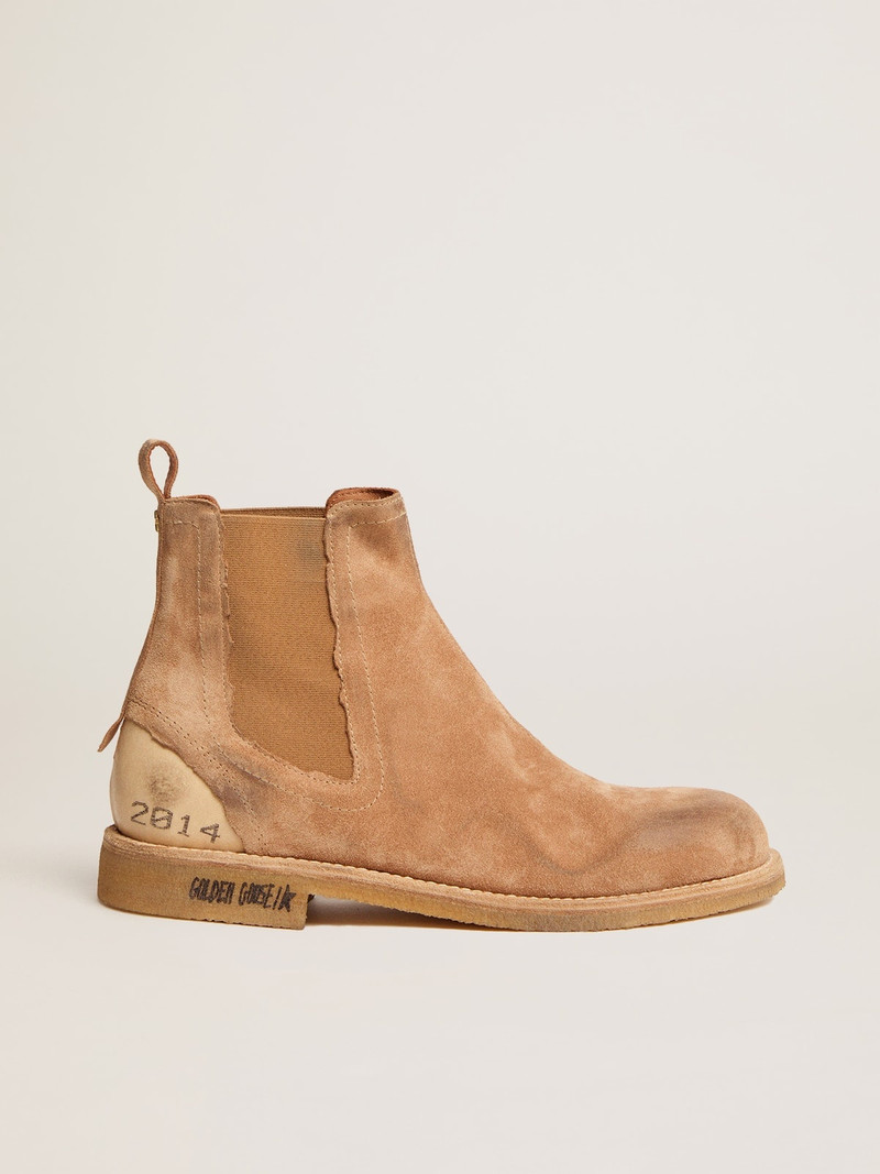 John Chelsea boots in caramel-colored suede 1
