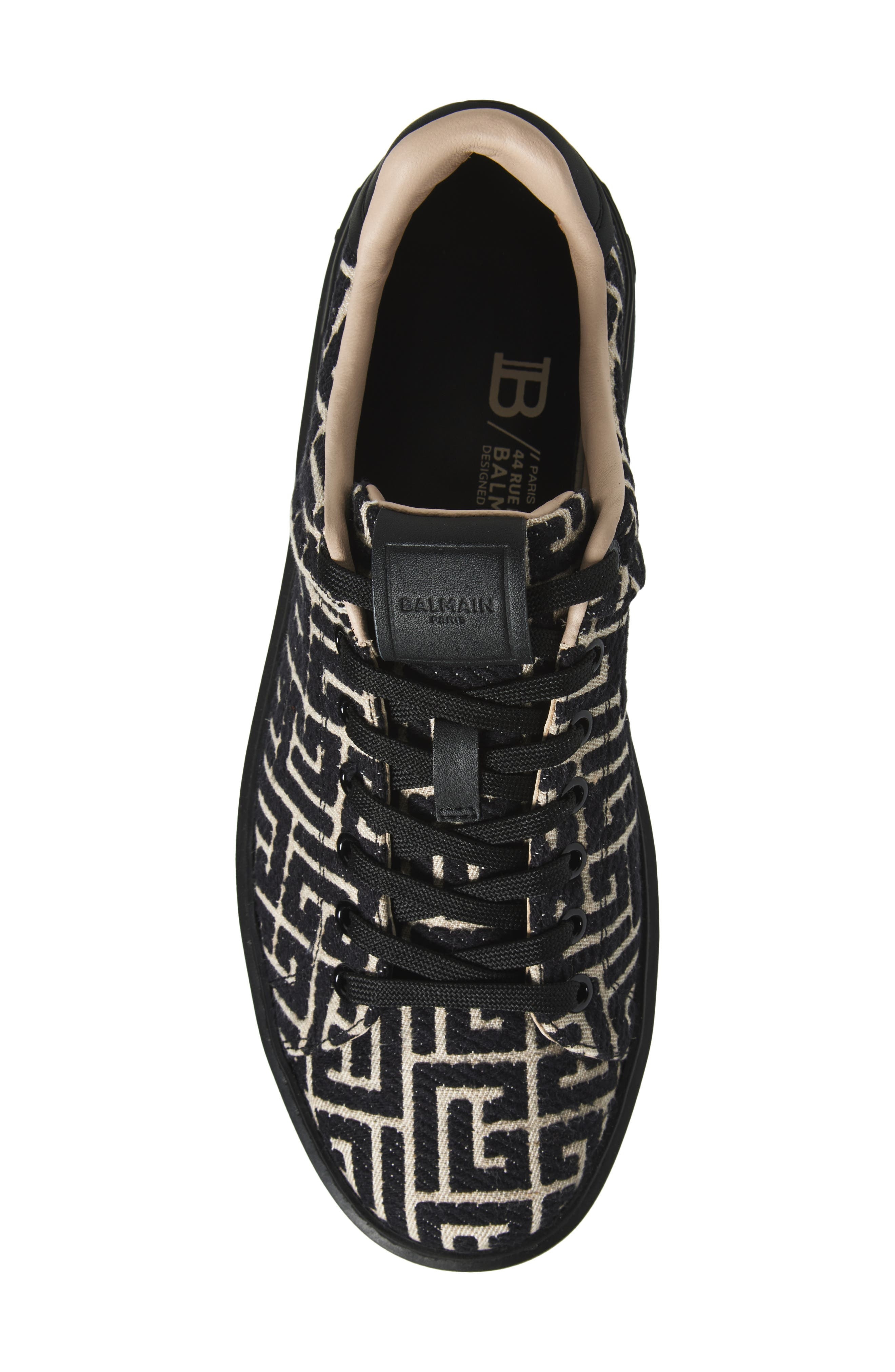 Balmain B-Court Monogram Jacquard Low Top Sneaker in Edk Black/Ivory at Nordstrom - 5