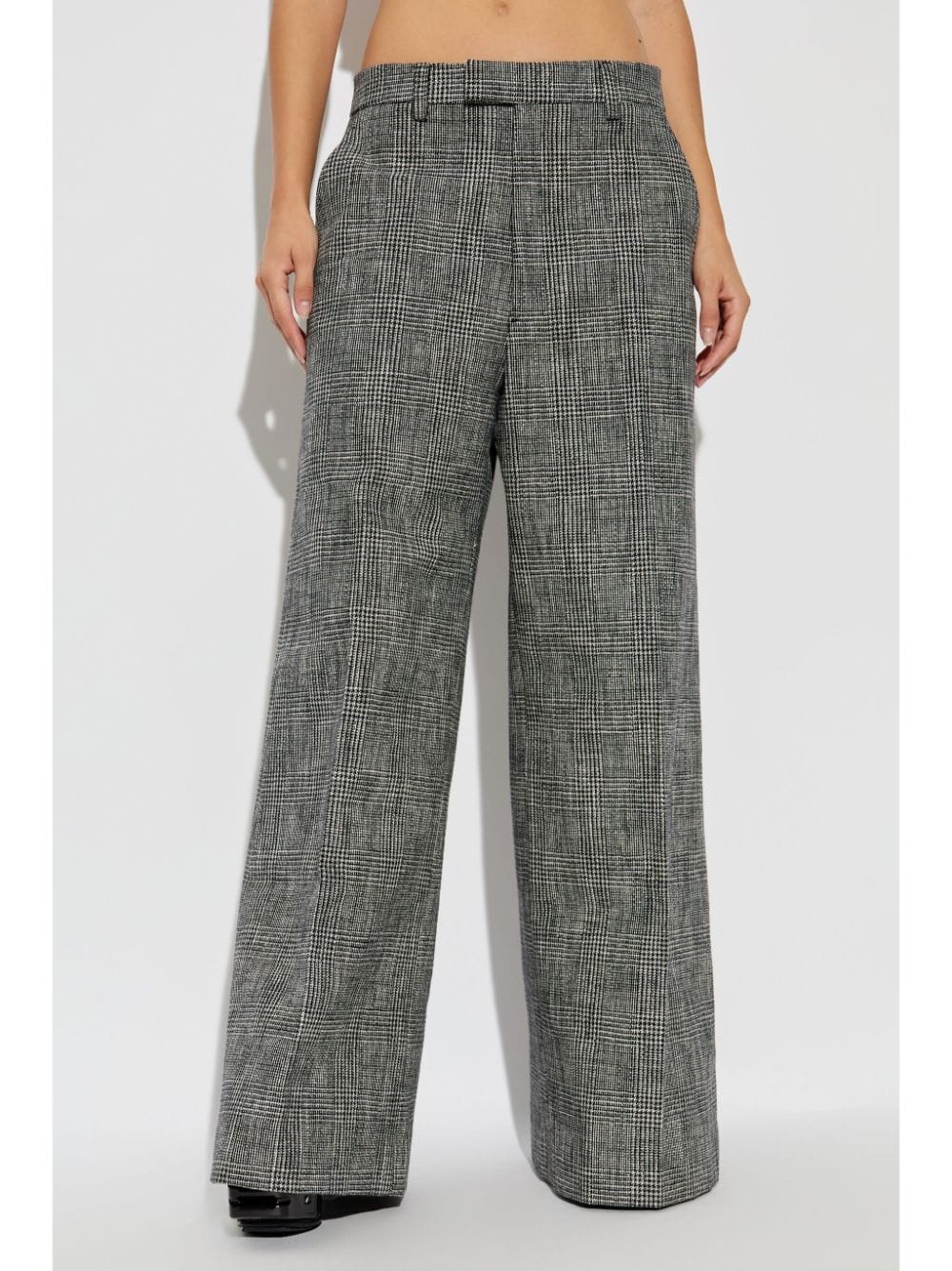 checked wide-leg trousers - 3