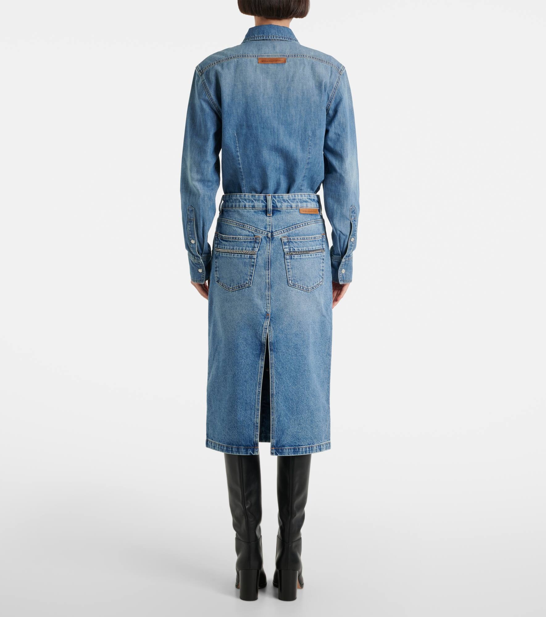 Chain-detail denim midi skirt - 3
