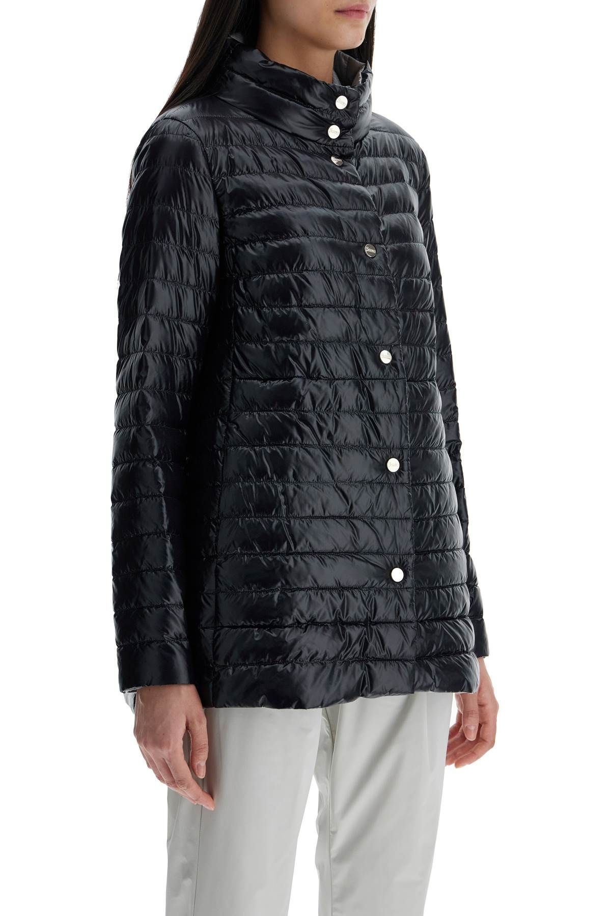 Herno REVERSIBLE A-SHAPE DOWN JACKET BLACK AND GRAY | REVERSIBLE