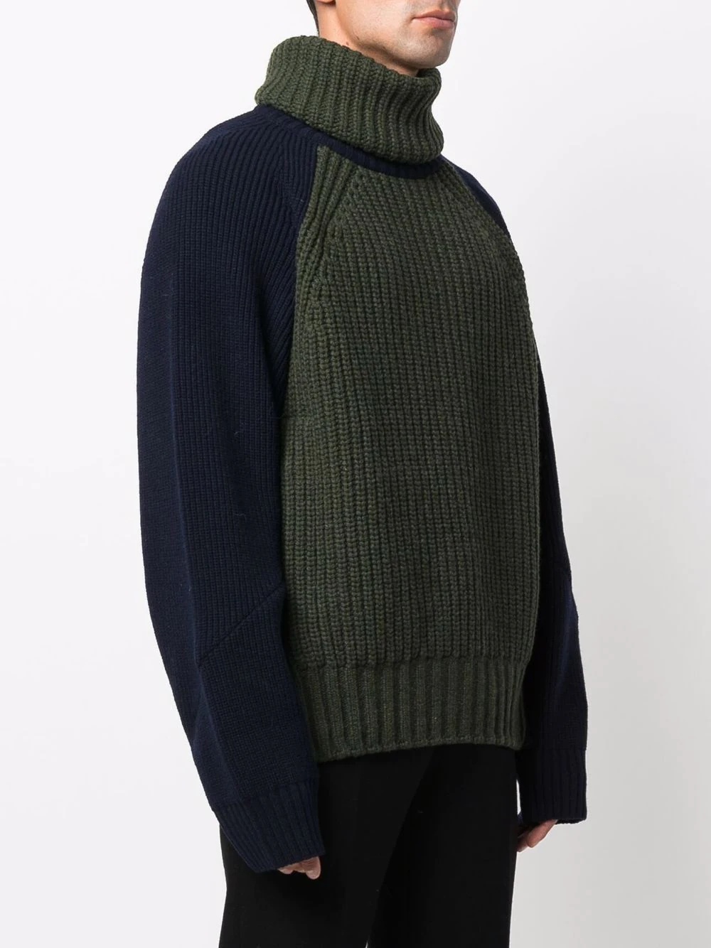 detachable-neck two-tone knit jumper - 3