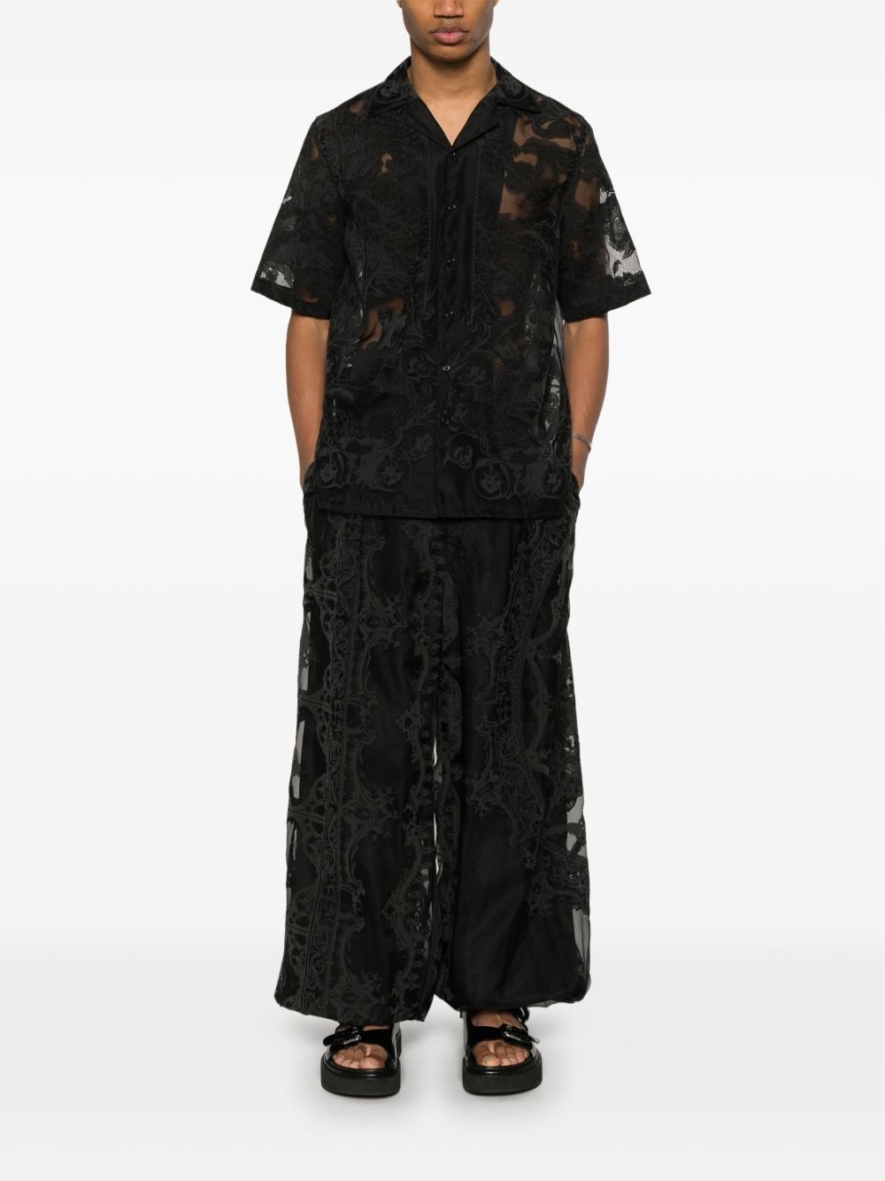 ornament semi-sheer shirt - 2