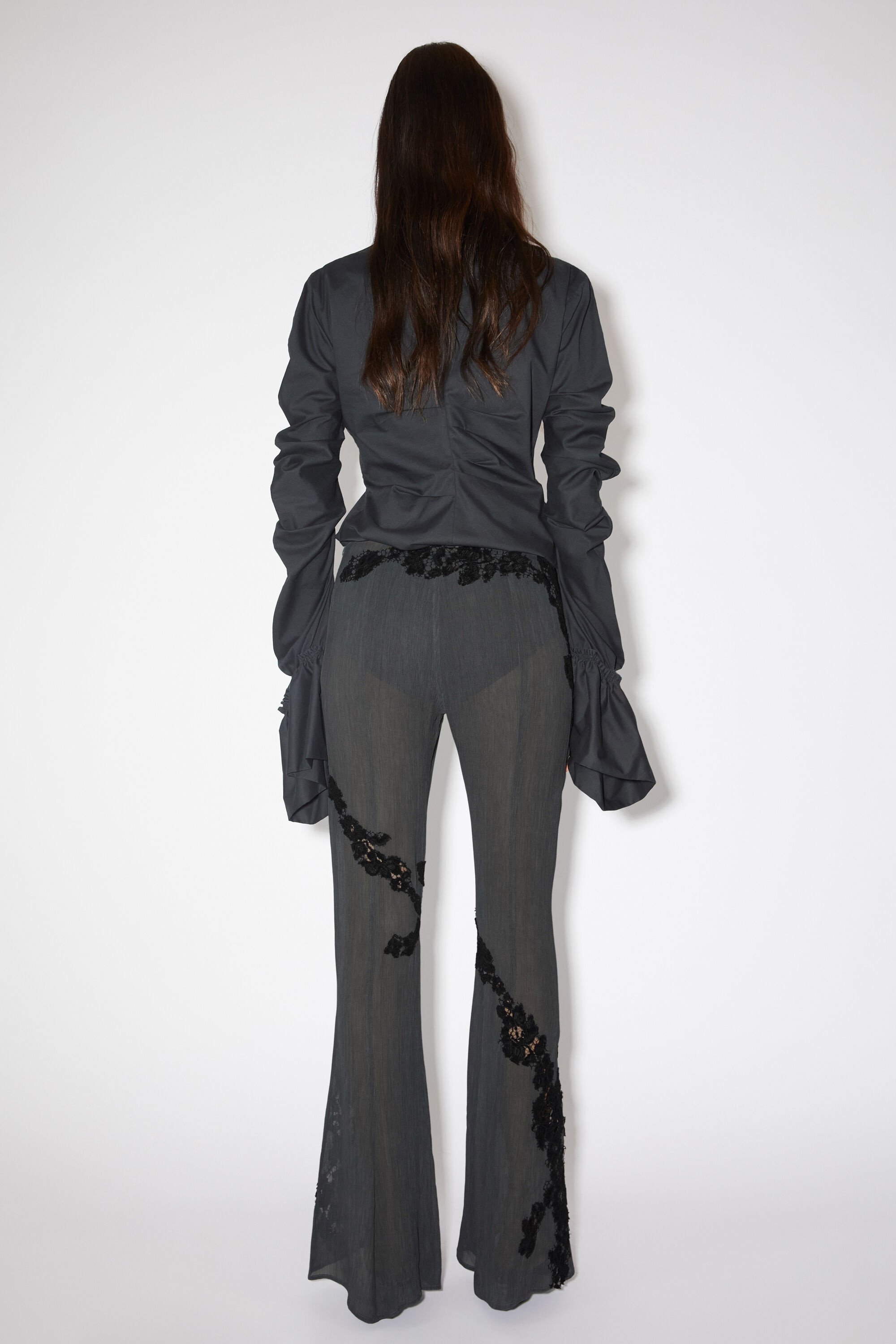 Flared lace trousers - Dusty grey - 3