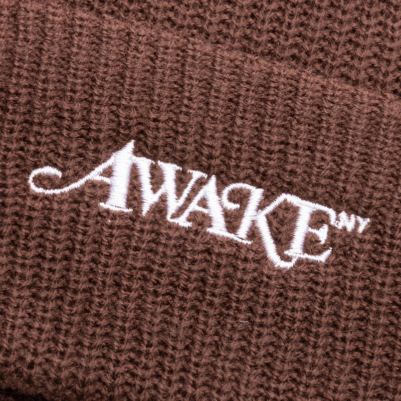 AWAKE NY LOOSE GAUGE KNIT BEANIE - BROWN outlook