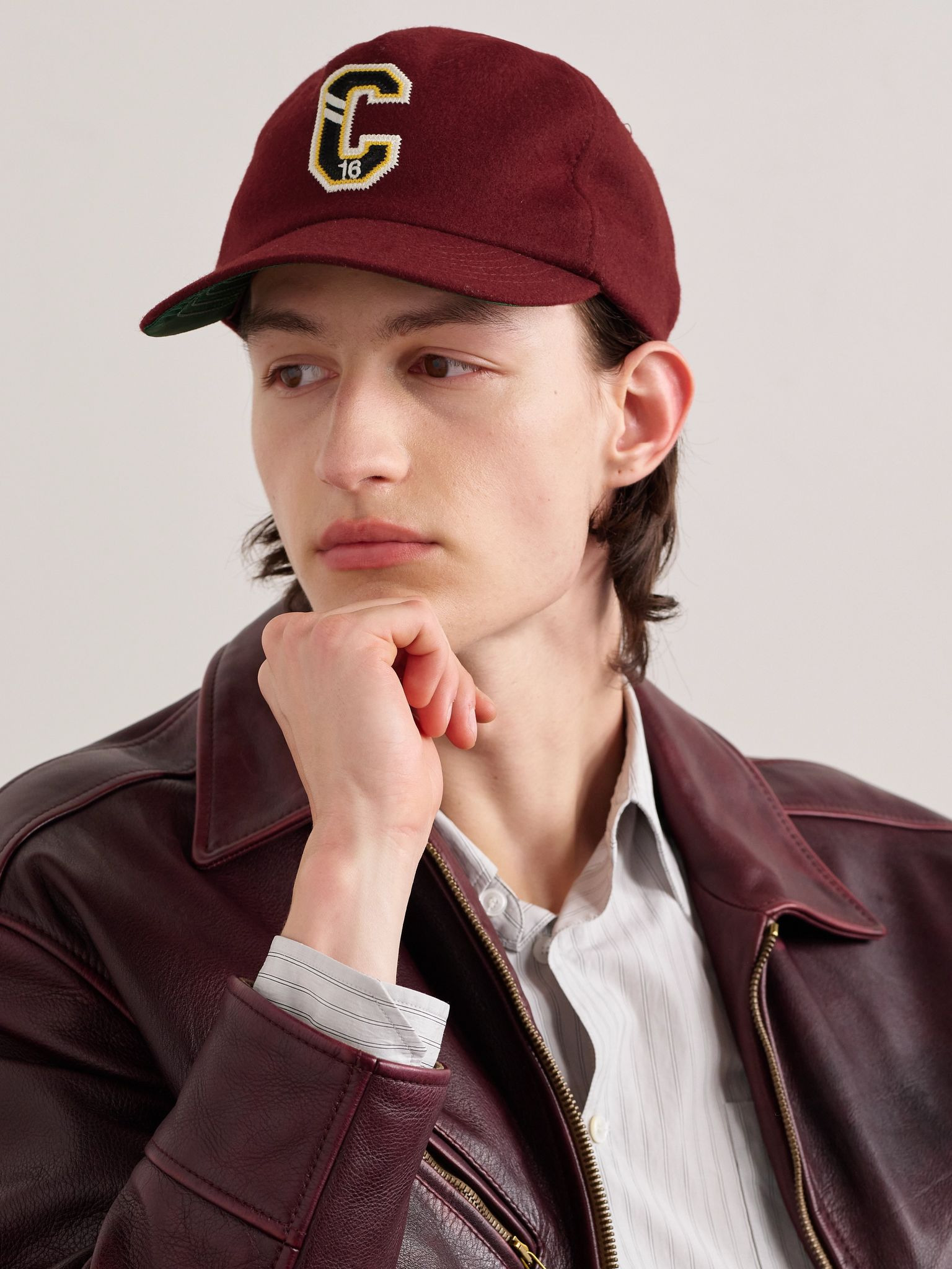 Logo-Appliquéd Wool-Felt Baseball Cap Burgundy - 2