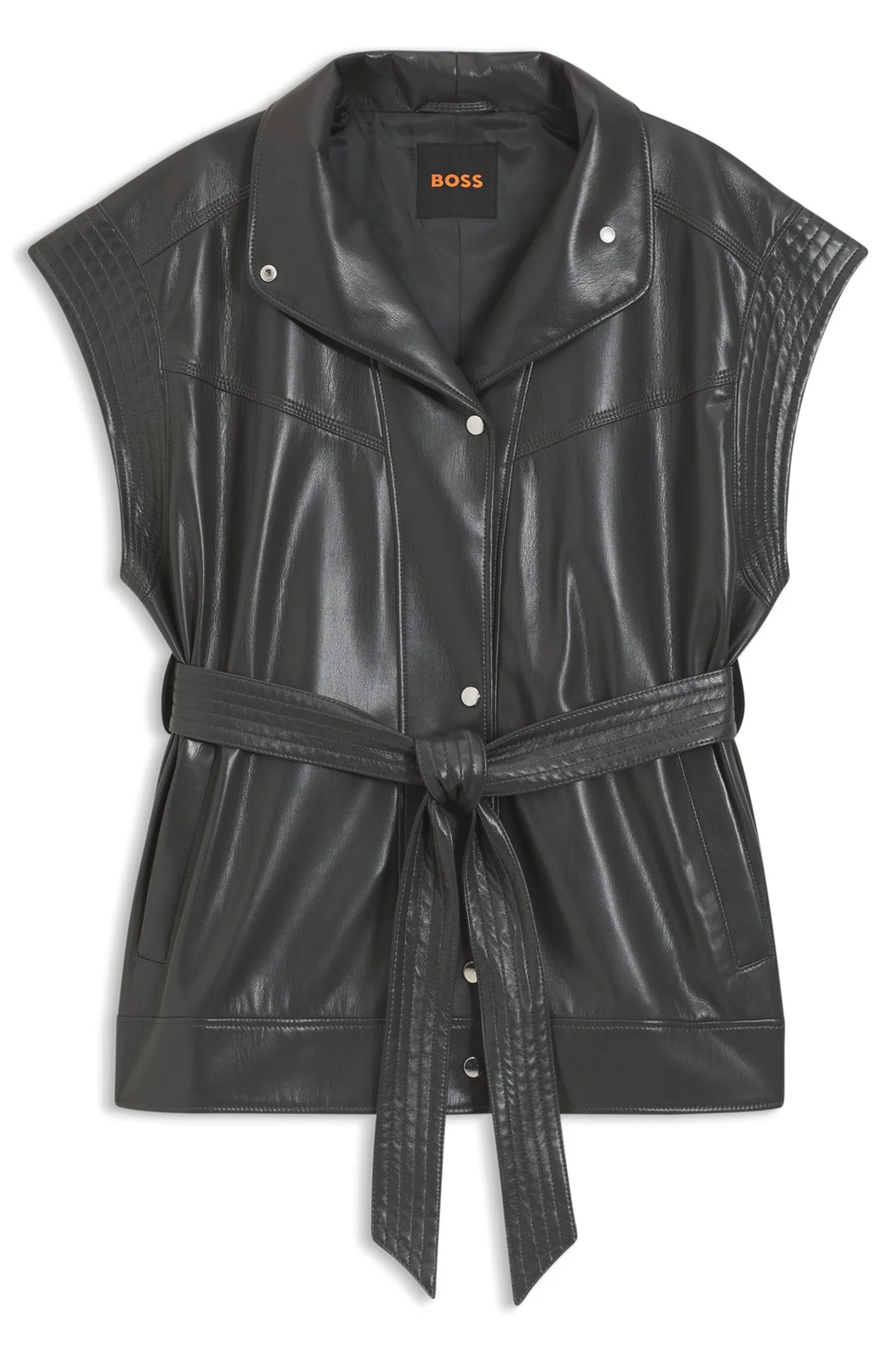 FAUX-LEATHER GILET WITH BELT - 1