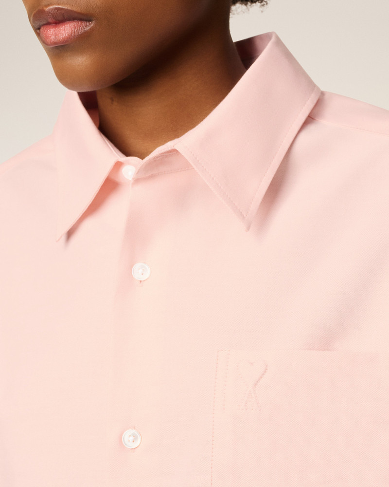 AMI Paris PINK COTTON EMBOSSED AMI DE COEUR BOXY SHIRT outlook