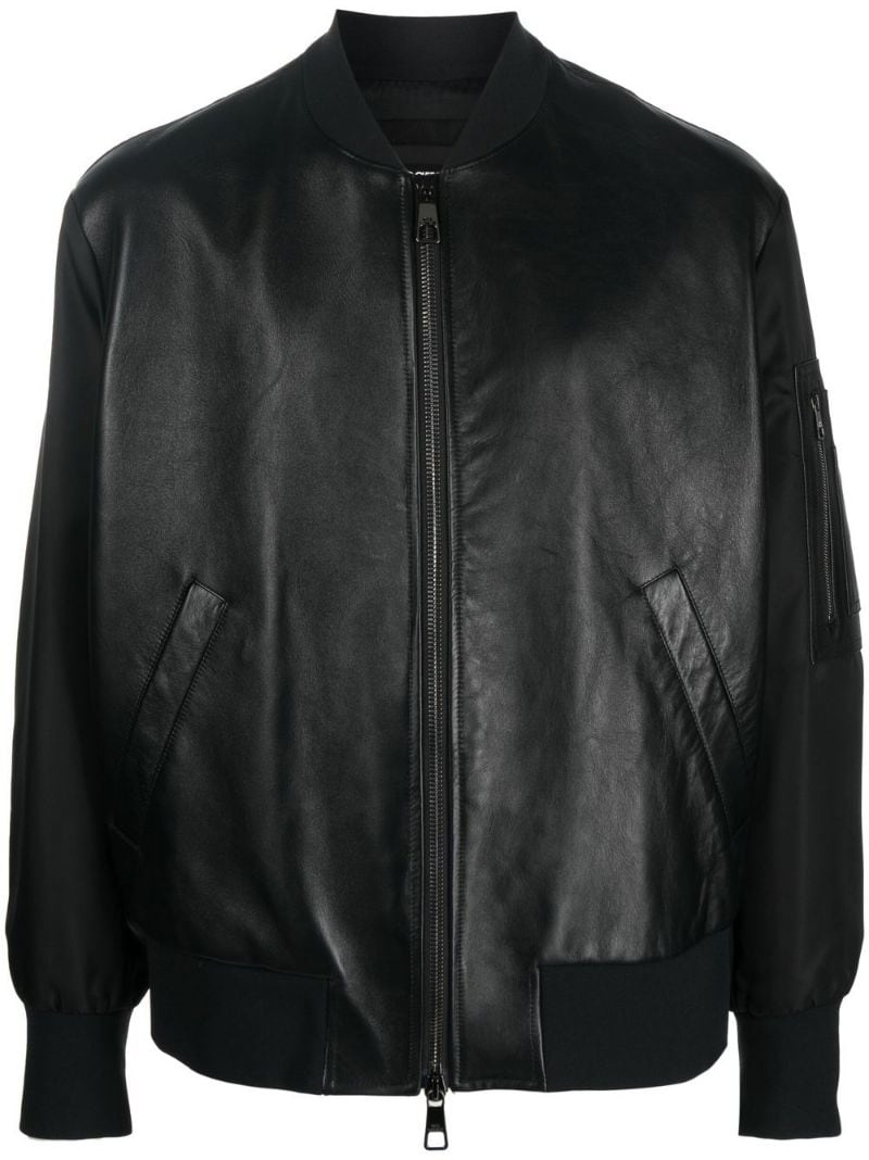 leather panelled bomber jacket - 1