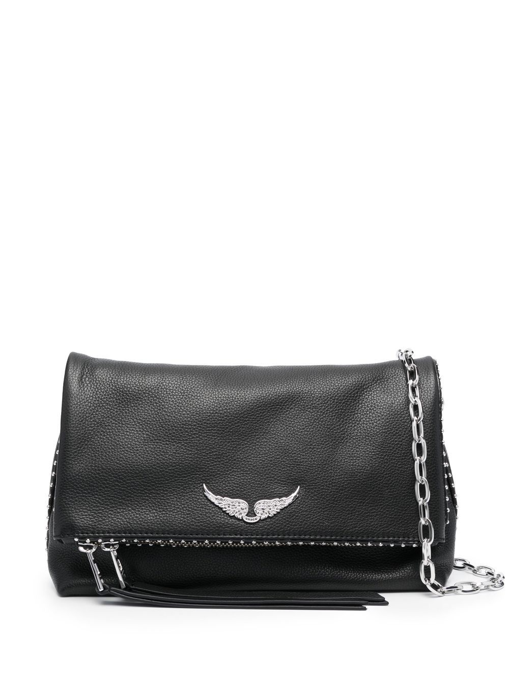 logo-plaque leather shoulder bag - 1