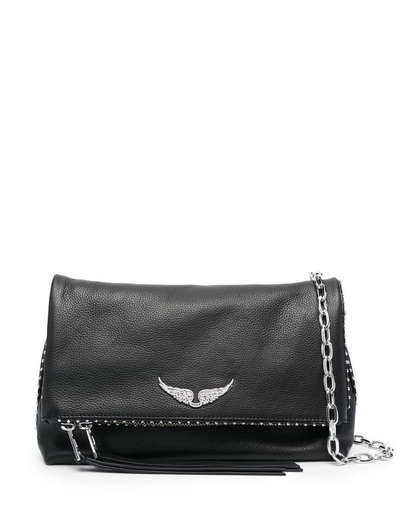 logo-plaque leather shoulder bag 1