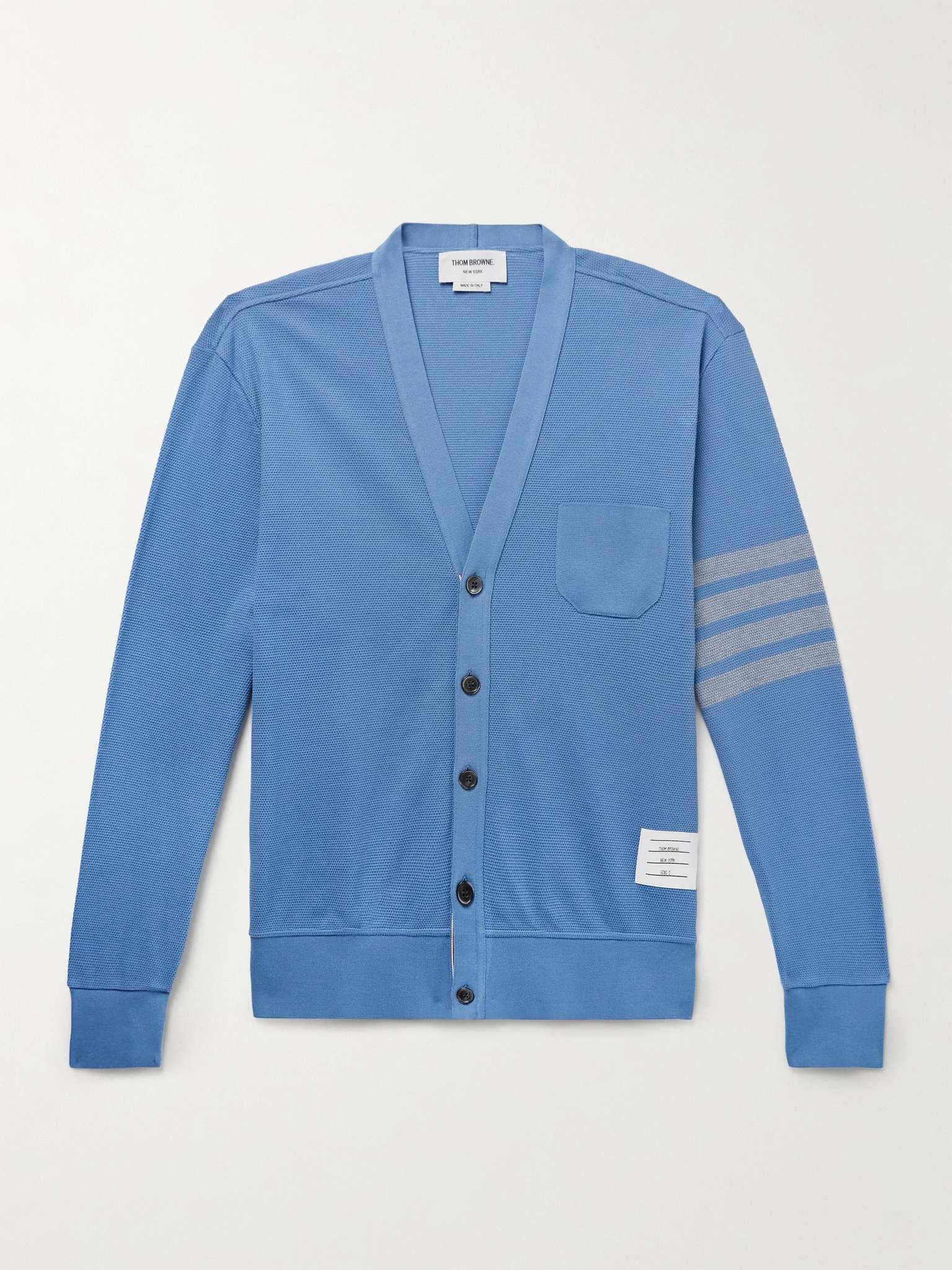 Logo-Appliquéd Striped Cotton-Piqué Cardigan - 1