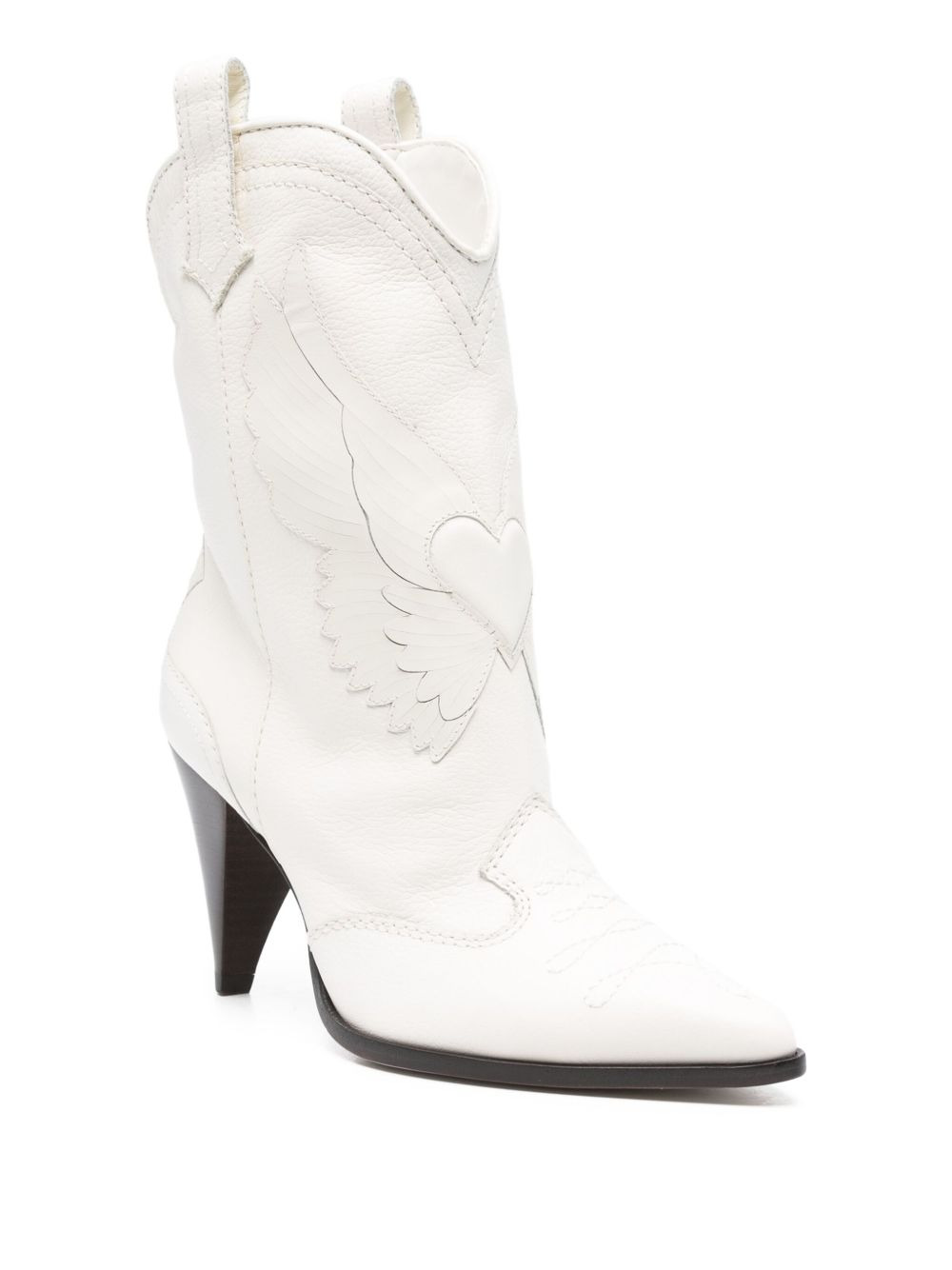80mm wing-patch leather boots - 2