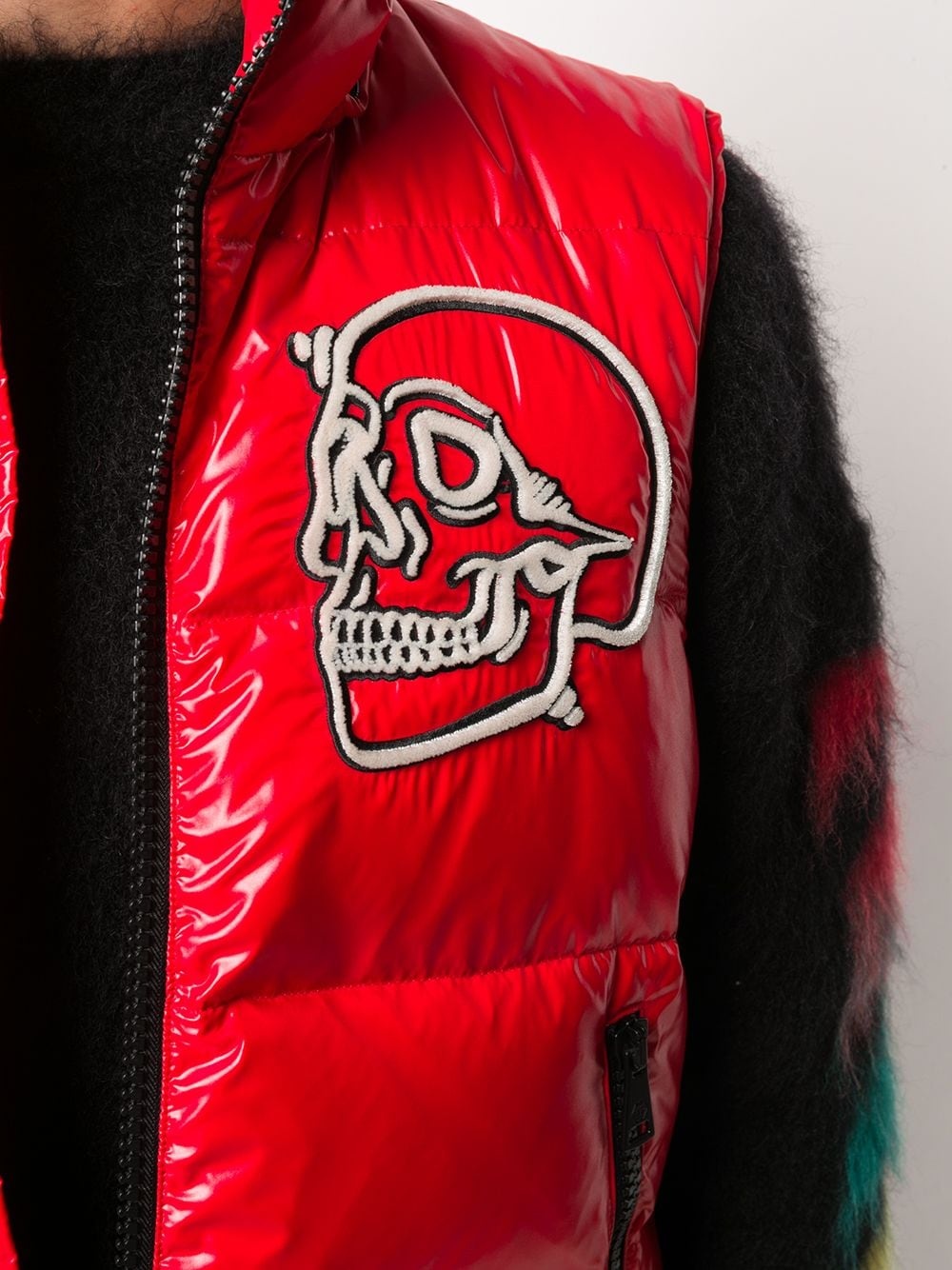 skull detail padded gilet - 5