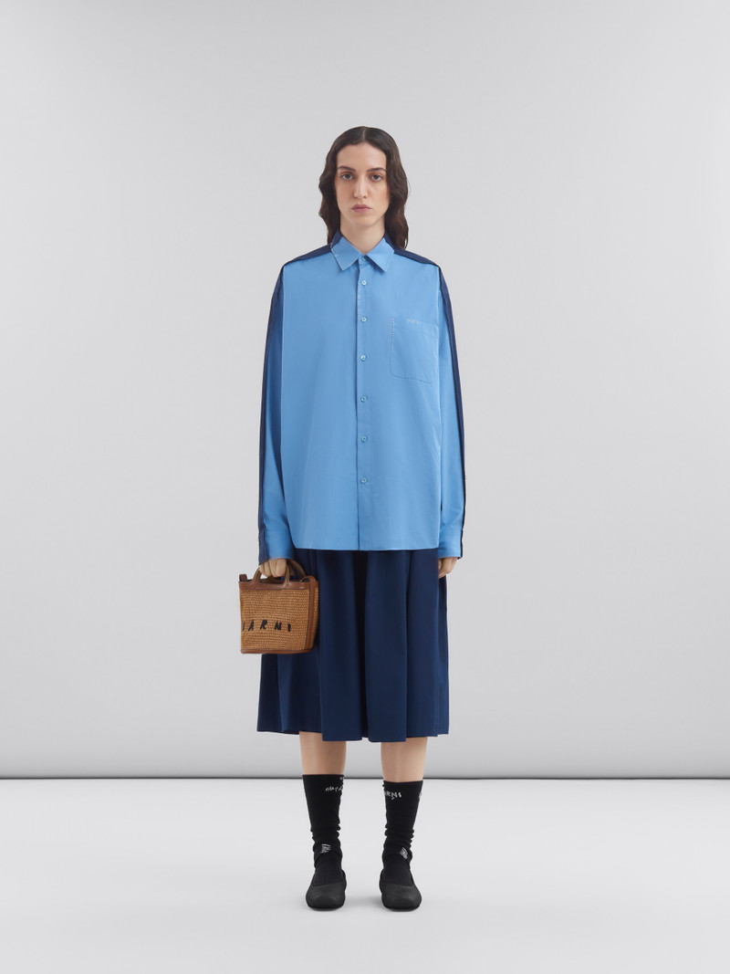 Marni TROPICALIA MINI BUCKET BAG IN BROWN LEATHER AND RAFFIA outlook