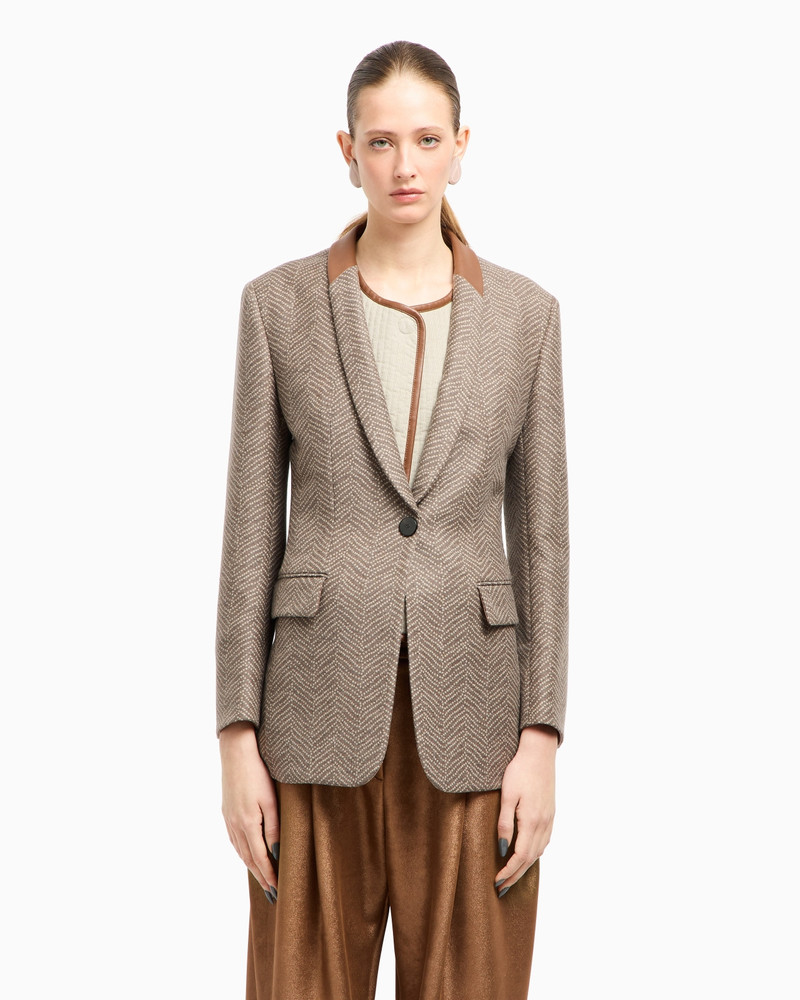 GIORGIO ARMANI ASV SINGLE-BREASTED JACKET IN CHEVRON JACQUARD VIRGIN WOOL AND CASHMERE outlook