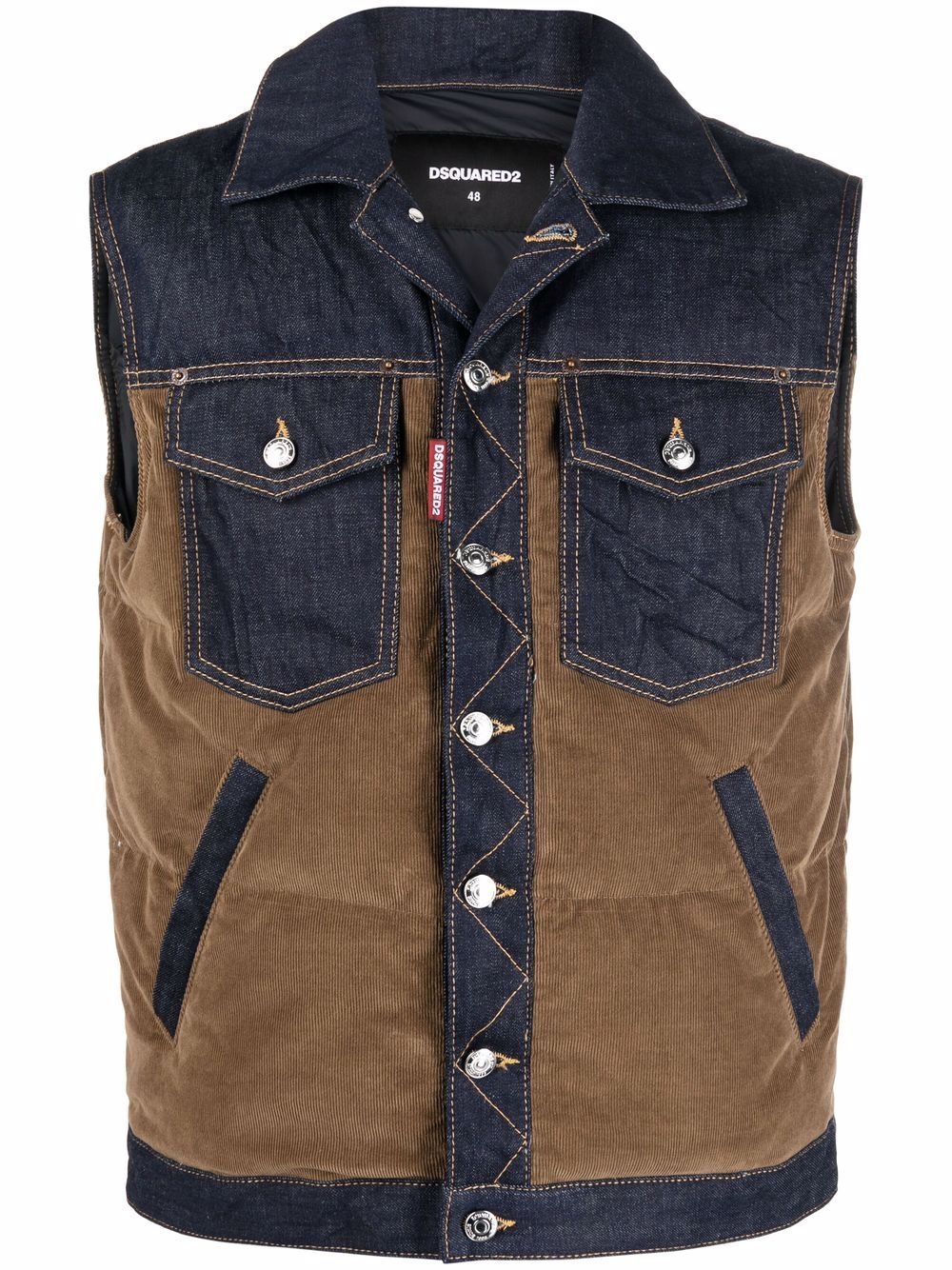 panelled denim corduroy gilet jacket - 1