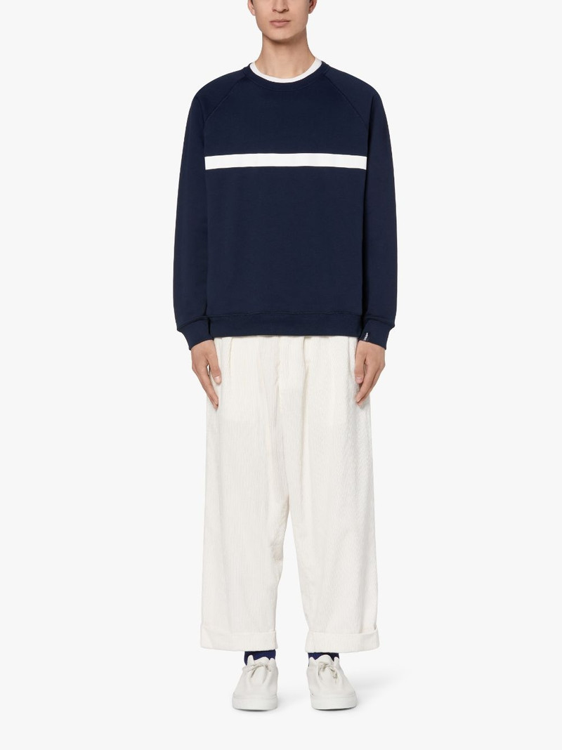 Mackintosh NAVY X WHITE COTTON CREW NECK SWEATSHIRT | GJM-207 outlook