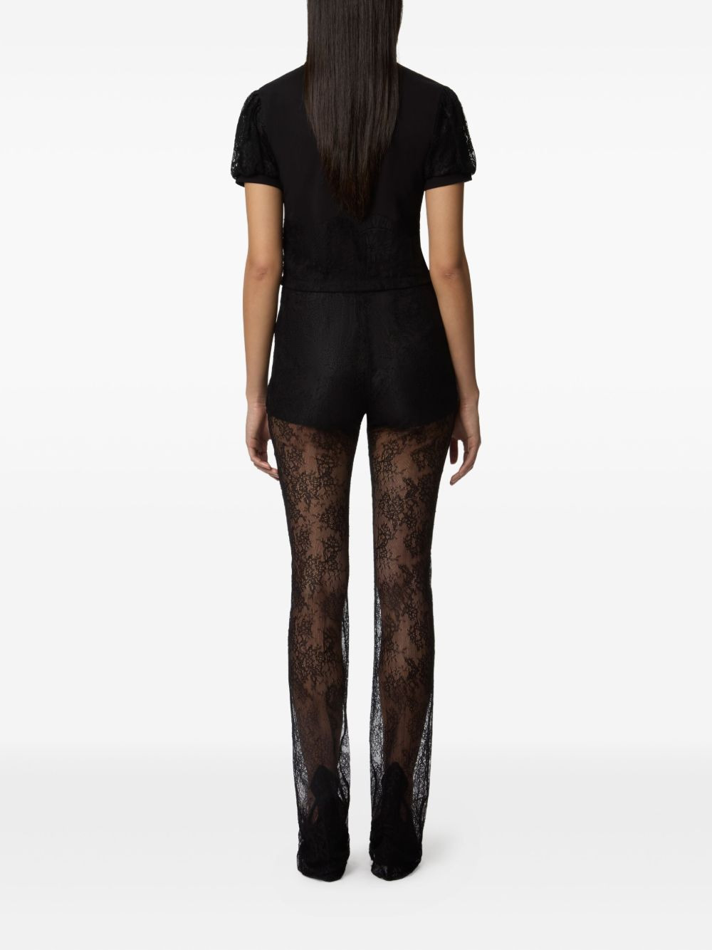 lace-trimmed puff-sleeve top - 4